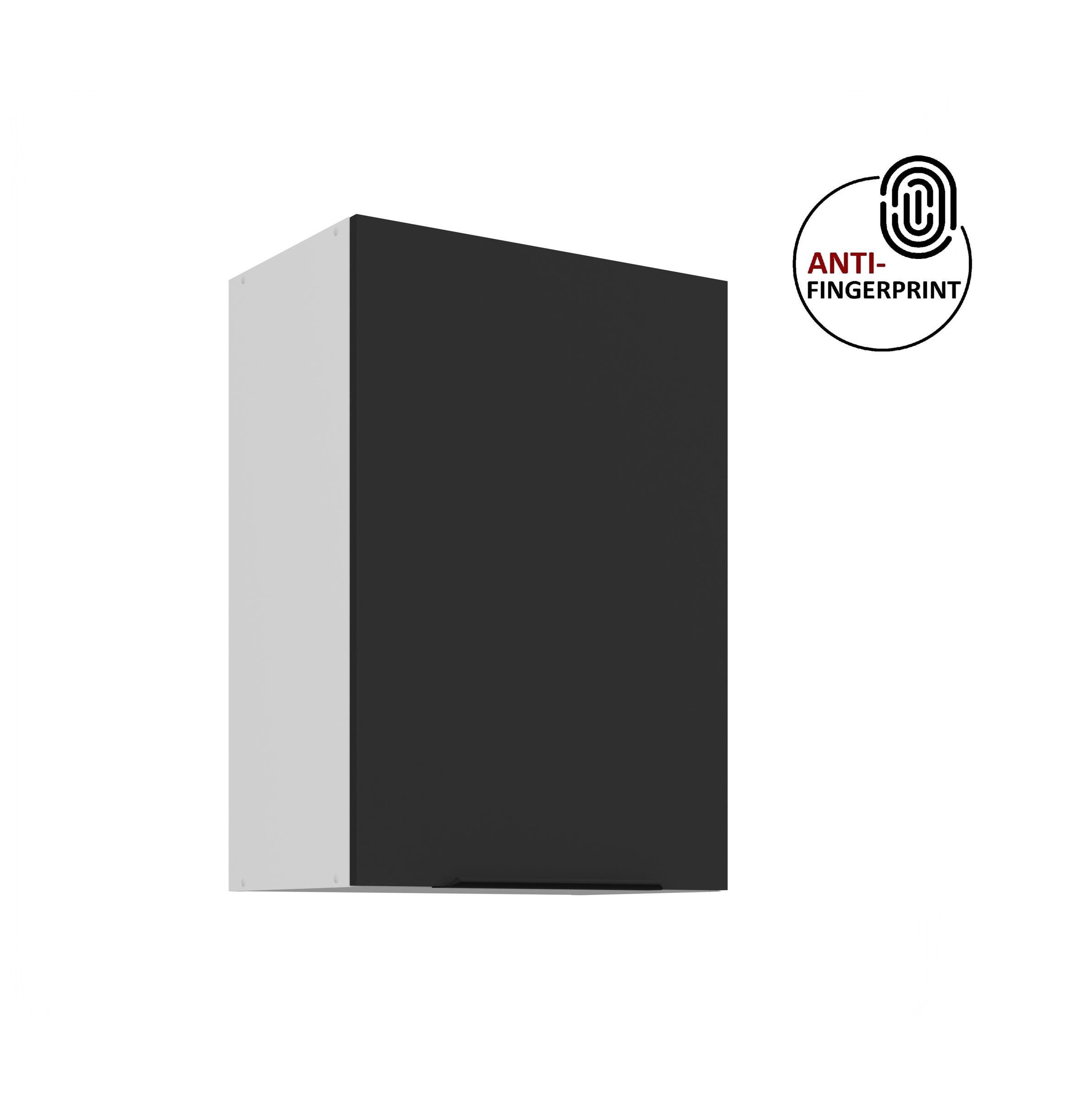 K&uuml;chen H&auml;ngeschrank 50 cm K&uuml;che ARIA Schwarz matt K&uuml;chenzeile Anti Fingerprint 