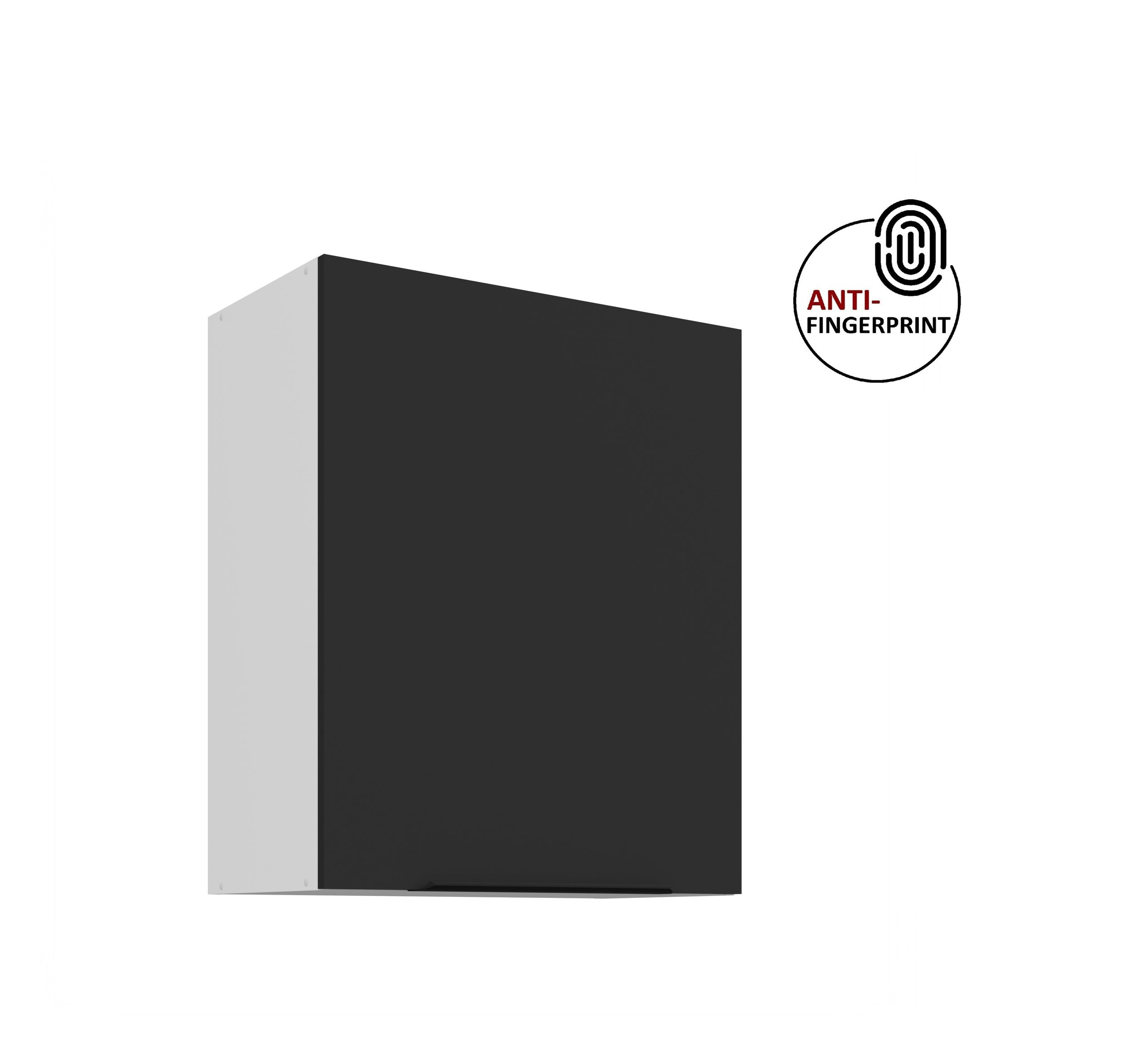 K&uuml;chen H&auml;ngeschrank 60 cm K&uuml;che ARIA Schwarz matt K&uuml;chenzeile Anti Fingerprint 