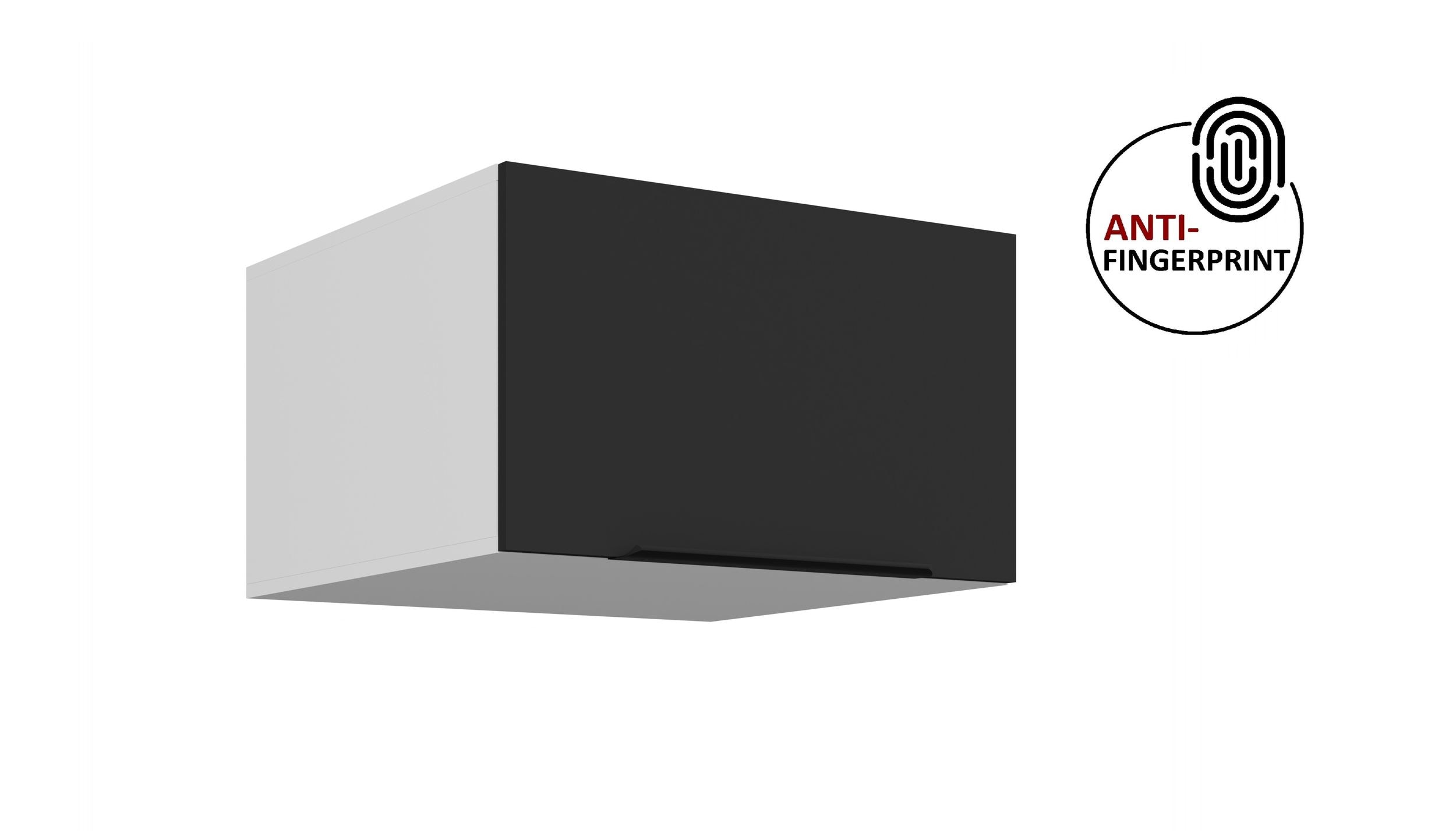 K&uuml;chen Aufsatzschrank 60 K&uuml;che ARIA Schwarz matt K&uuml;chenzeile Anti Fingerprint 