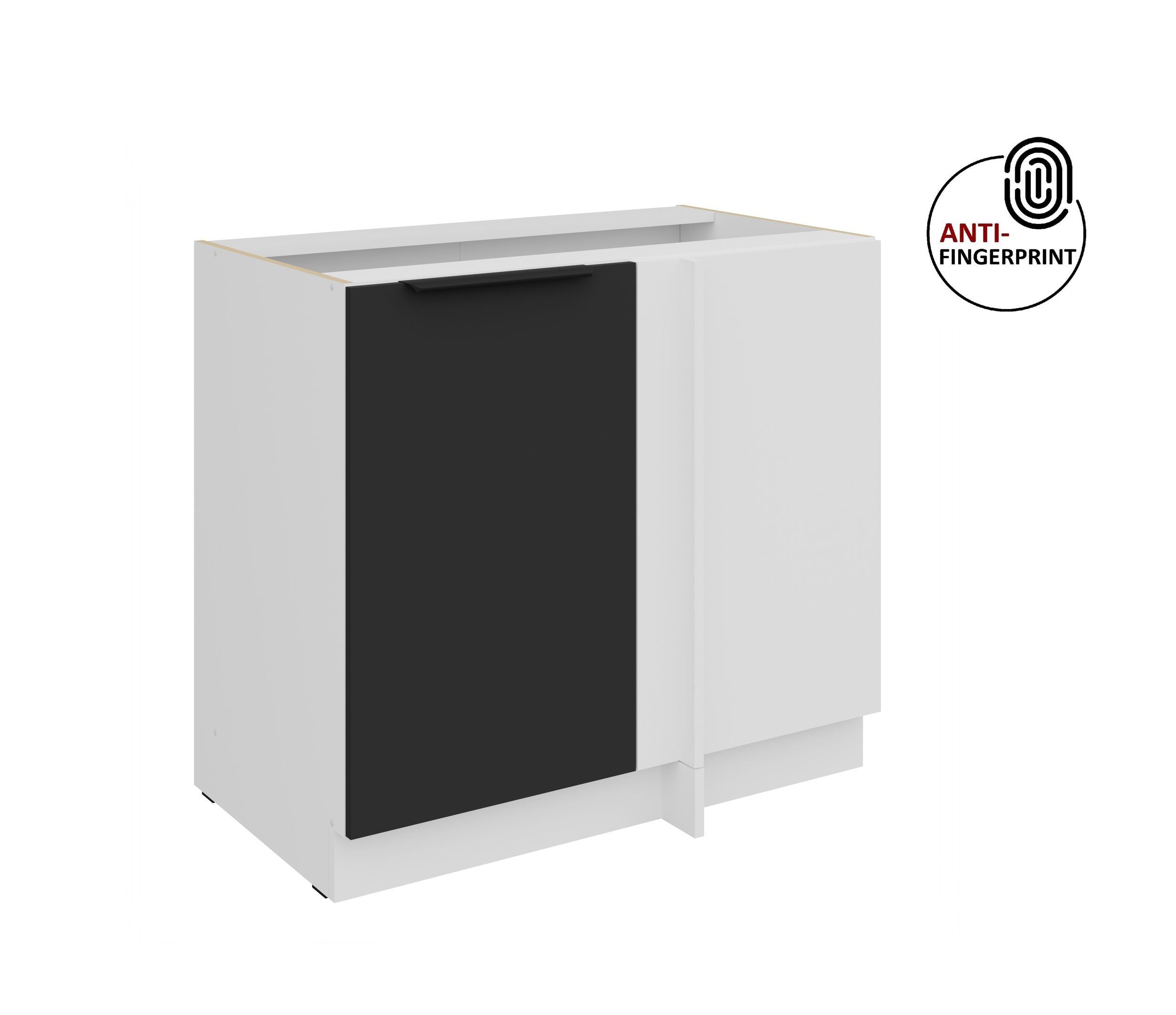 K&uuml;chen Eckschrank 105 cm K&uuml;che ARIA Schwarz matt Anti Fingerprint K&uuml;chenzeile 