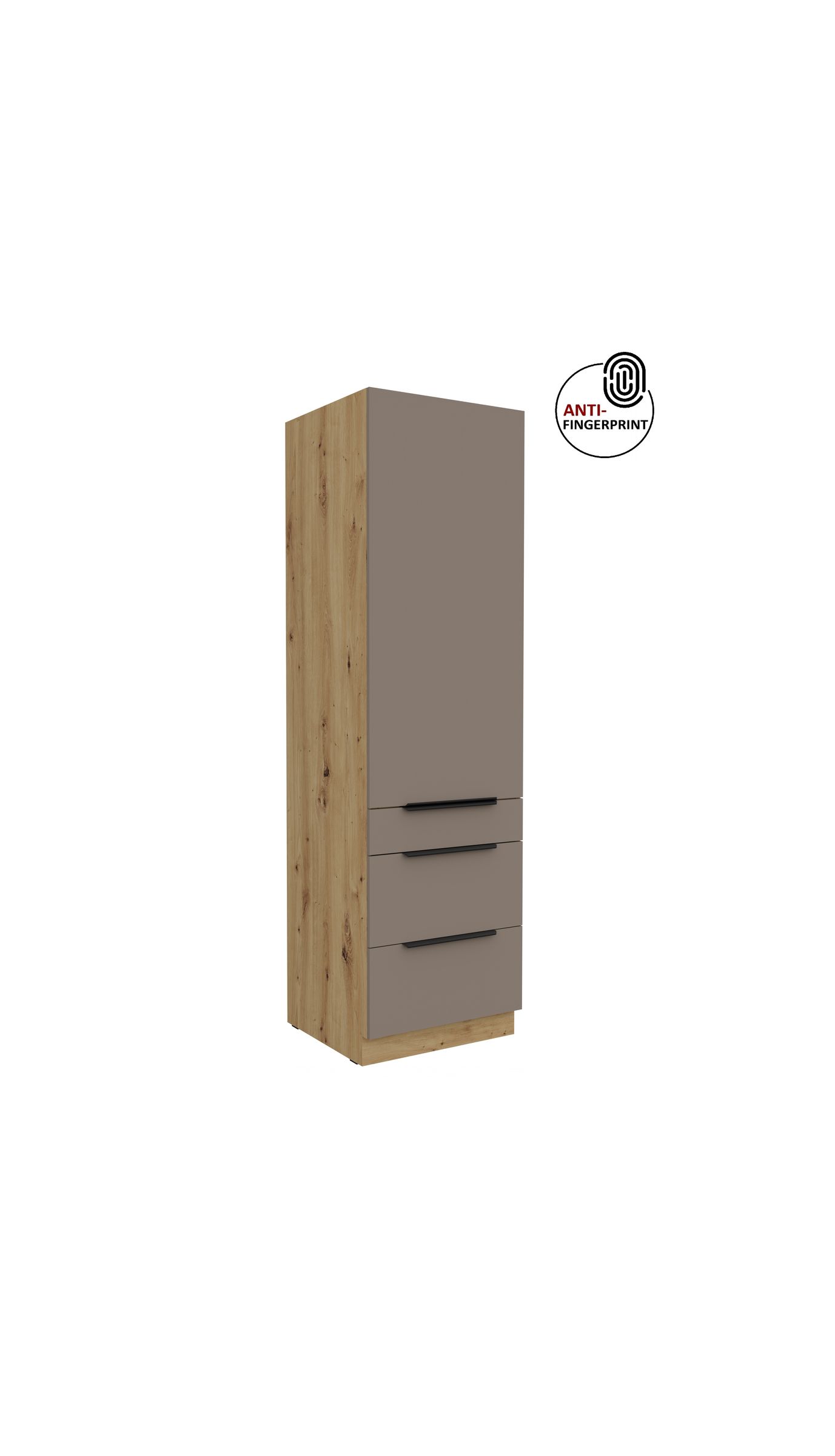 K&uuml;chen Hochschrank 60 cm K&uuml;che ARIA Sandgrau matt Anti Fingerprint K&uuml;chenzeile 
