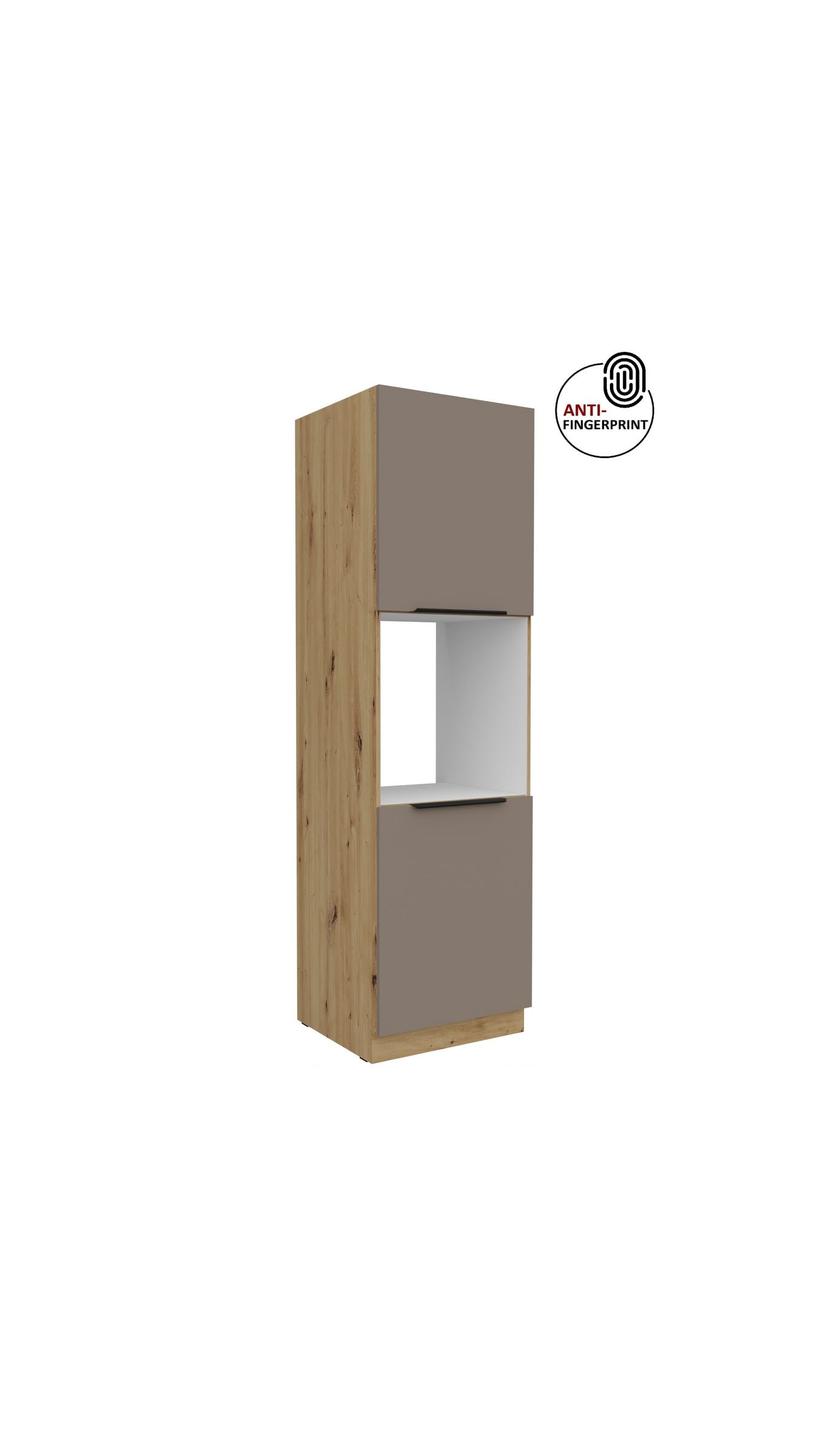K&uuml;chen Hochschrank 60 cm K&uuml;che ARIA Sandgrau matt Anti Fingerprint K&uuml;chenzeile 