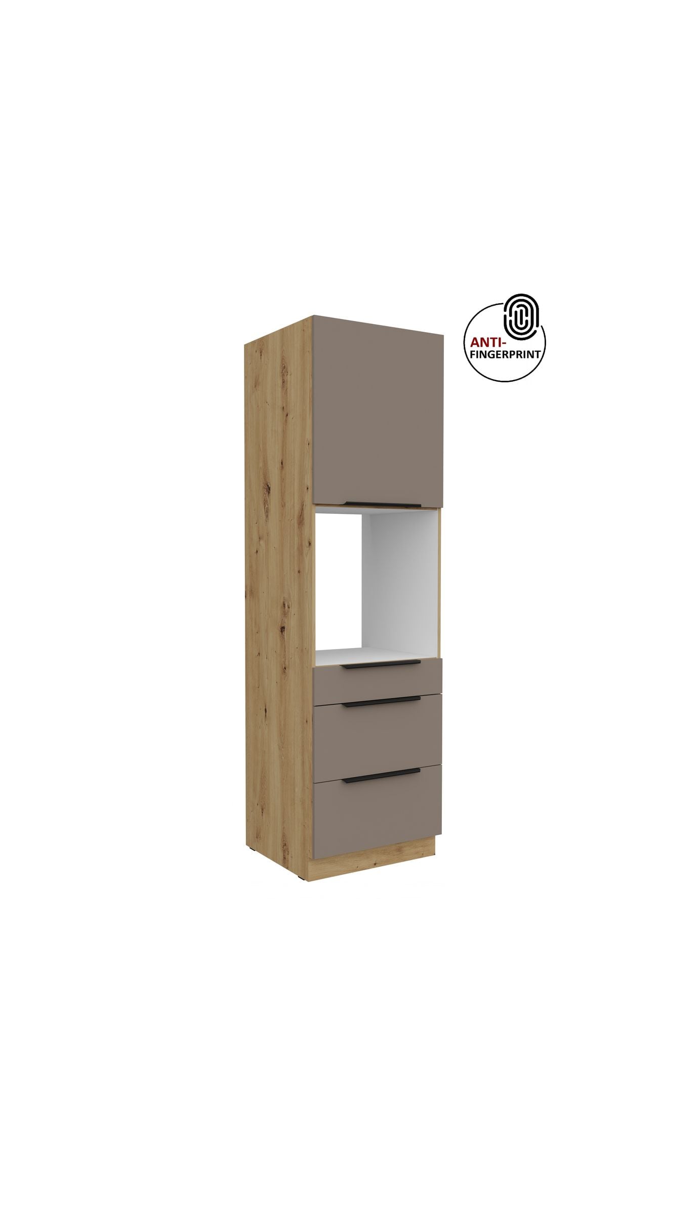 K&uuml;chen Hochschrank 60 cm K&uuml;che ARIA Sandgrau matt Anti Fingerprint K&uuml;chenzeile 