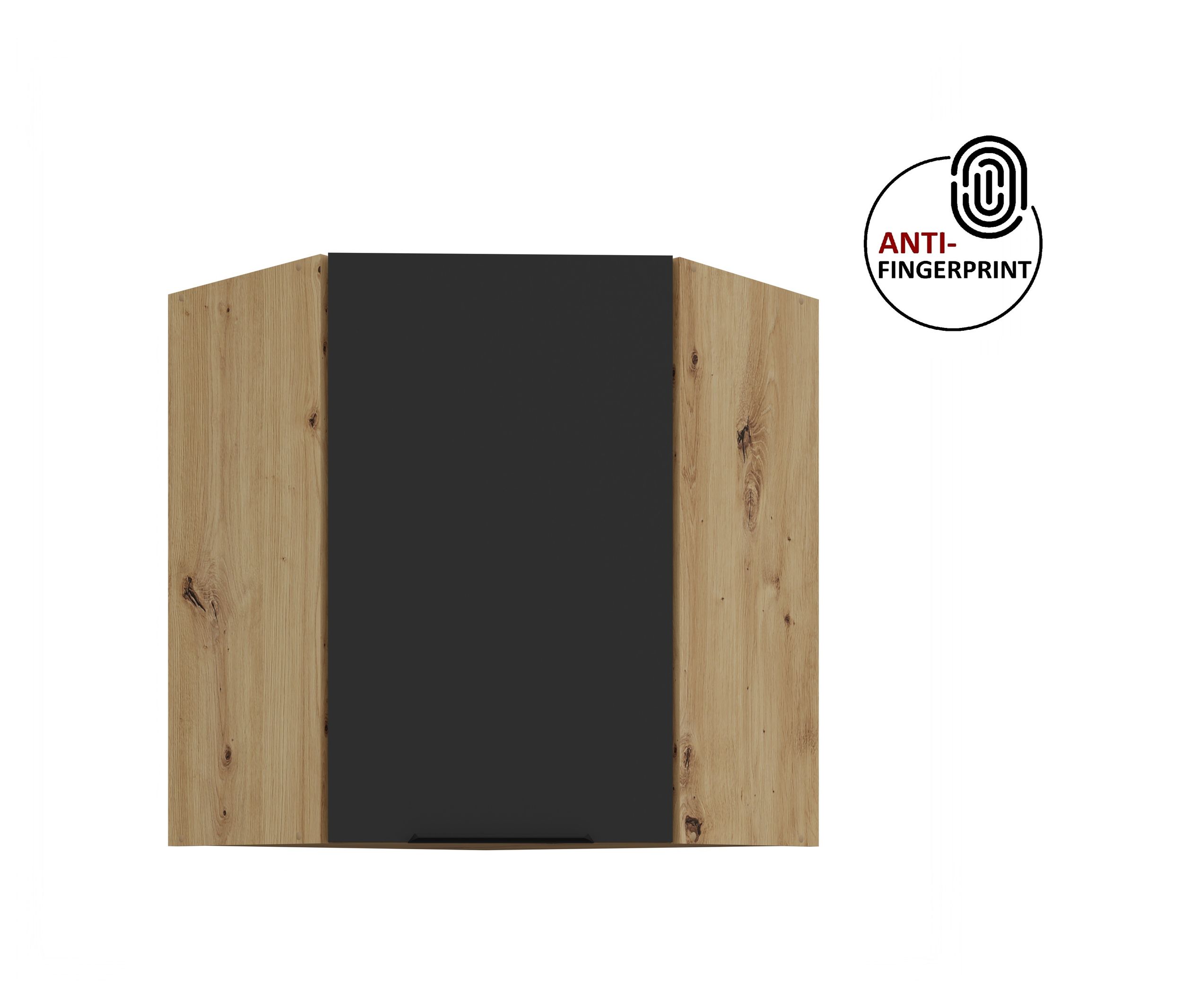 K&uuml;chen Eckschrank 60 cm K&uuml;che ARIA Schwarz matt Anti Fingerprint K&uuml;chenzeile 