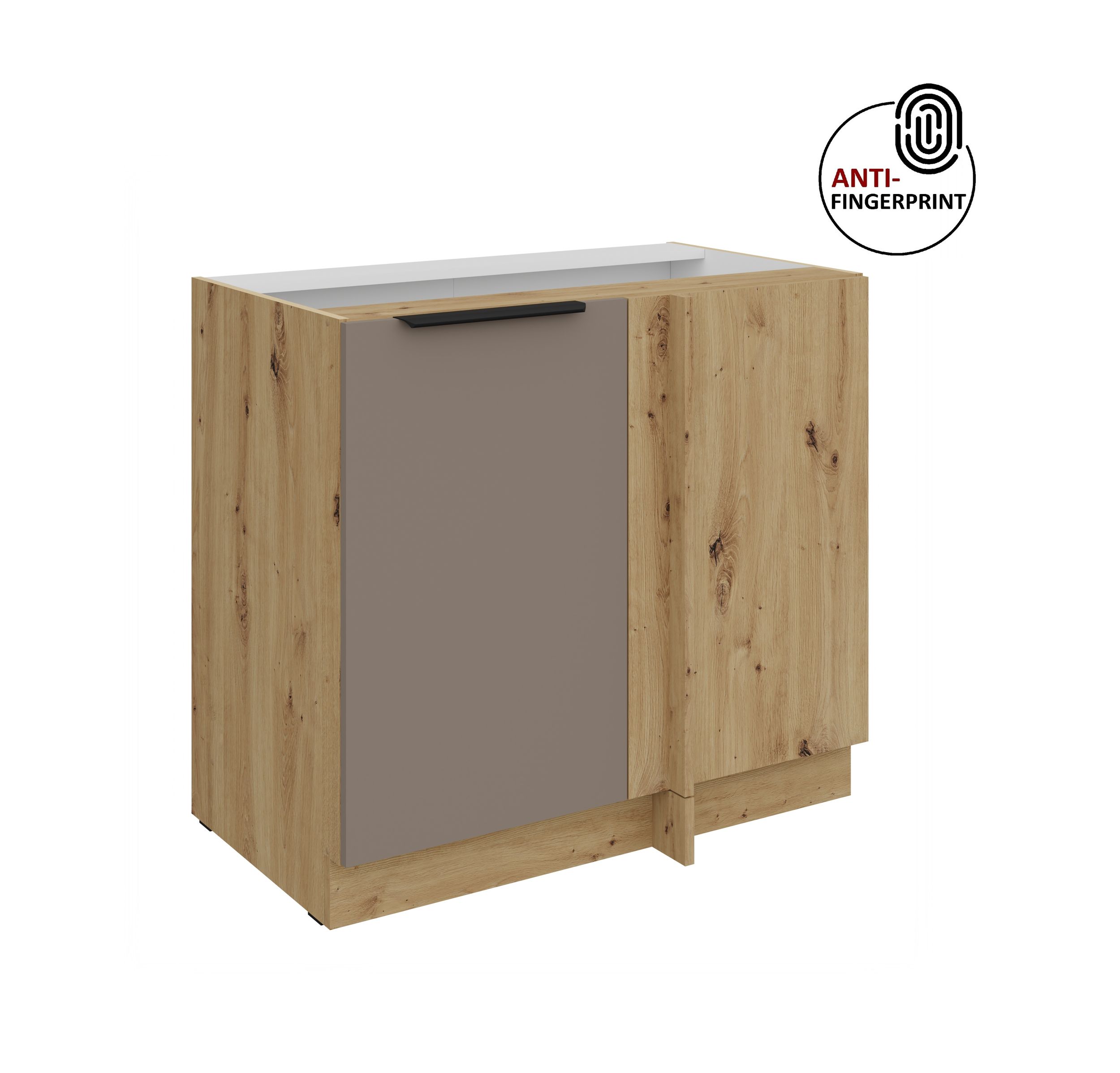 K&uuml;chen Eckschrank 105 cm K&uuml;che ARIA Sandgrau matt Anti Fingerprint K&uuml;chenzeile 