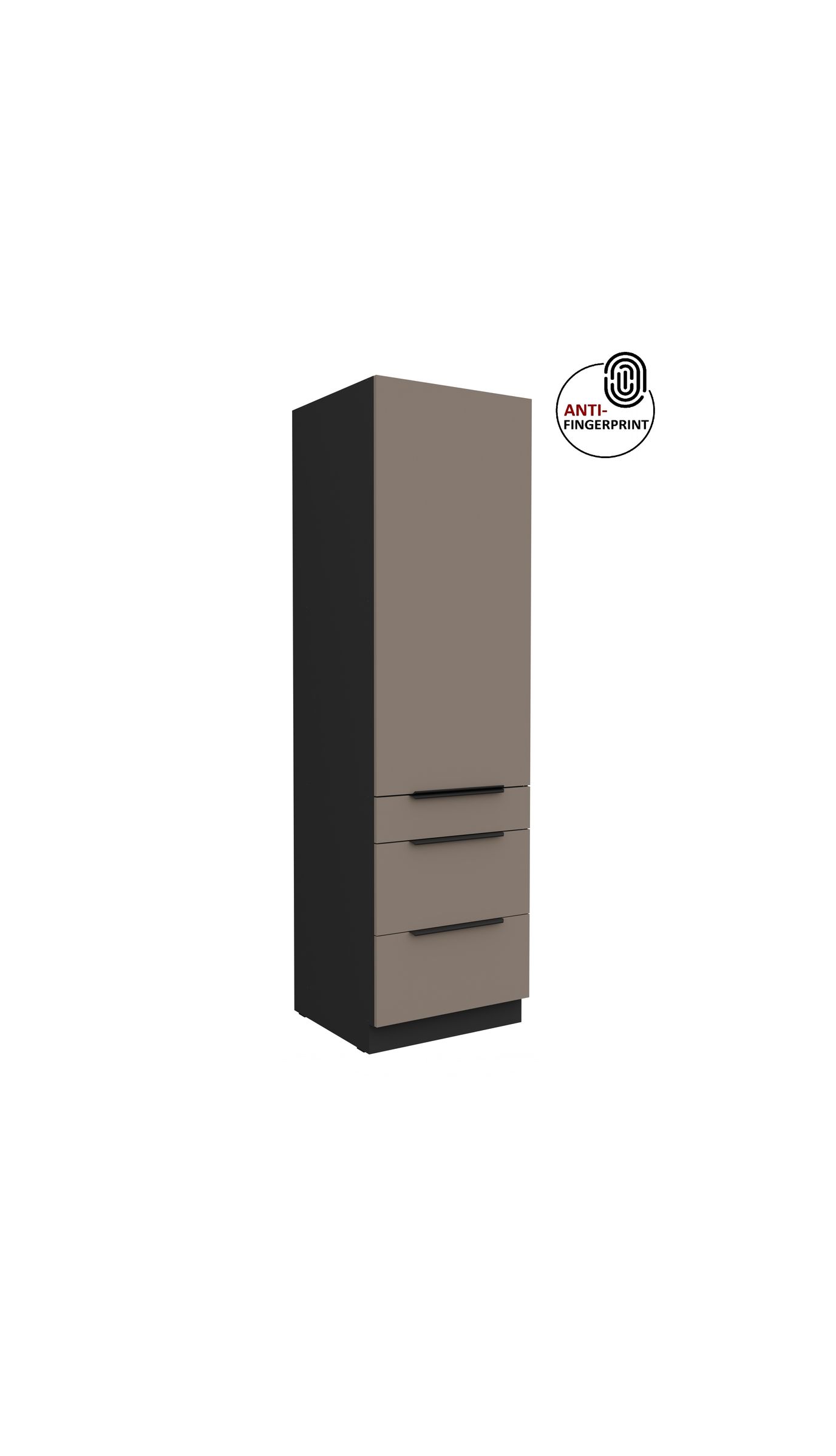 K&uuml;chen Hochschrank 60 cm K&uuml;che ARIA Sandgrau matt Anti Fingerprint K&uuml;chenzeile 