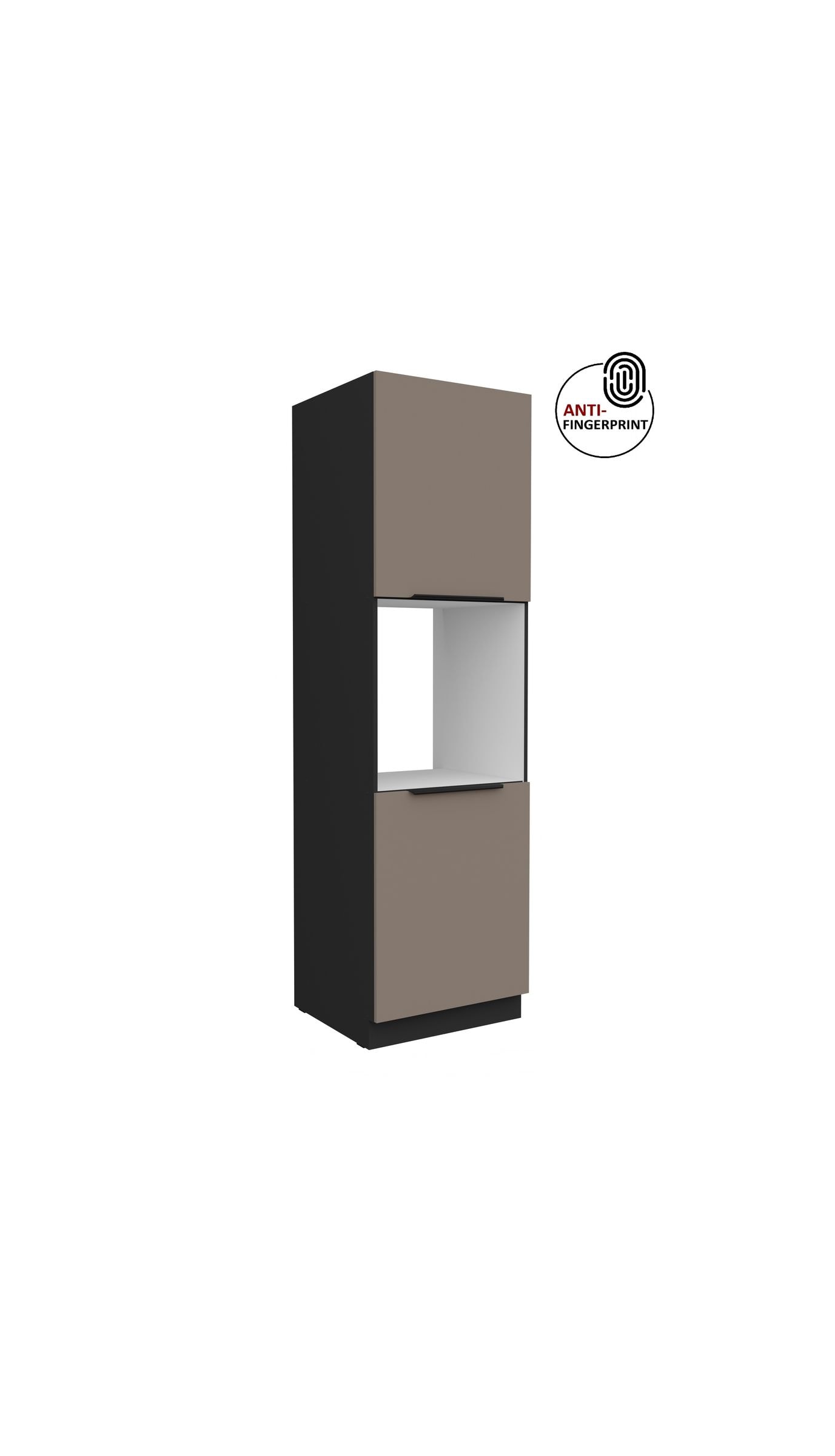 K&uuml;chen Hochschrank 60 cm K&uuml;che ARIA Sandgrau matt Anti Fingerprint K&uuml;chenzeile 