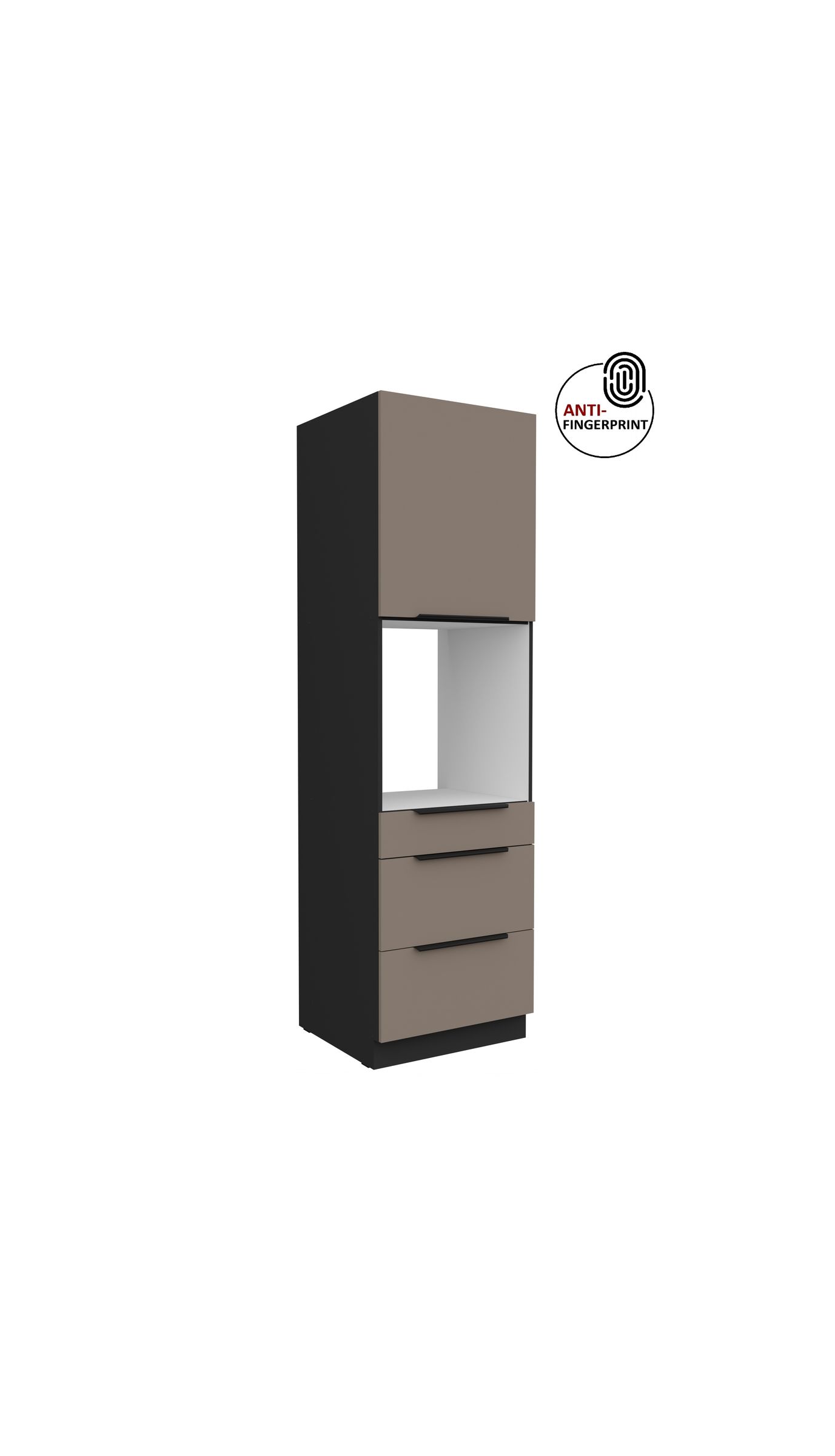 K&uuml;chen Hochschrank 60 cm K&uuml;che ARIA Sandgrau matt Anti Fingerprint K&uuml;chenzeile 