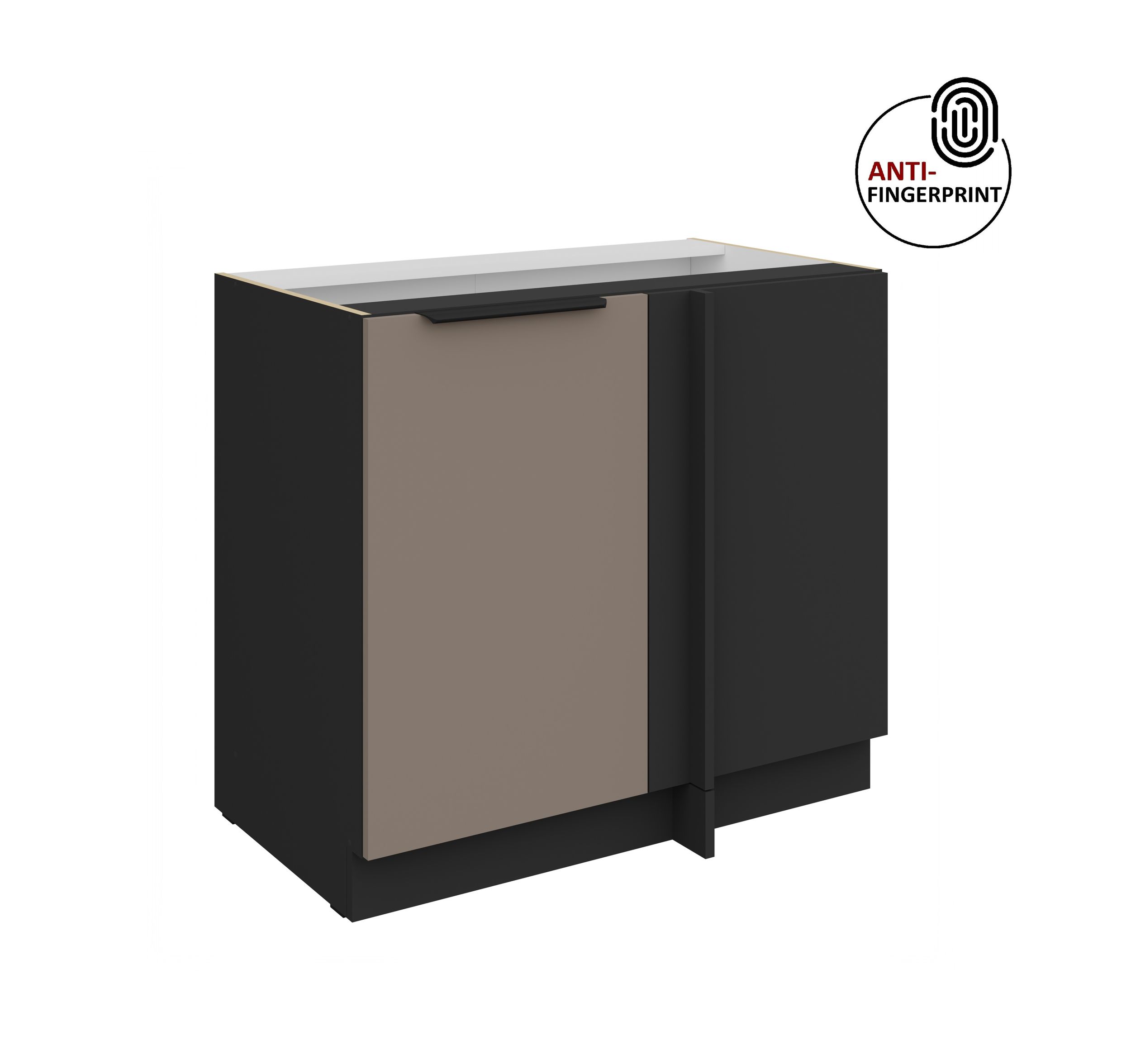 K&uuml;chen Eckschrank 105cm K&uuml;che ARIA Sandgrau matt Anti Fingerprint K&uuml;chenzeile 