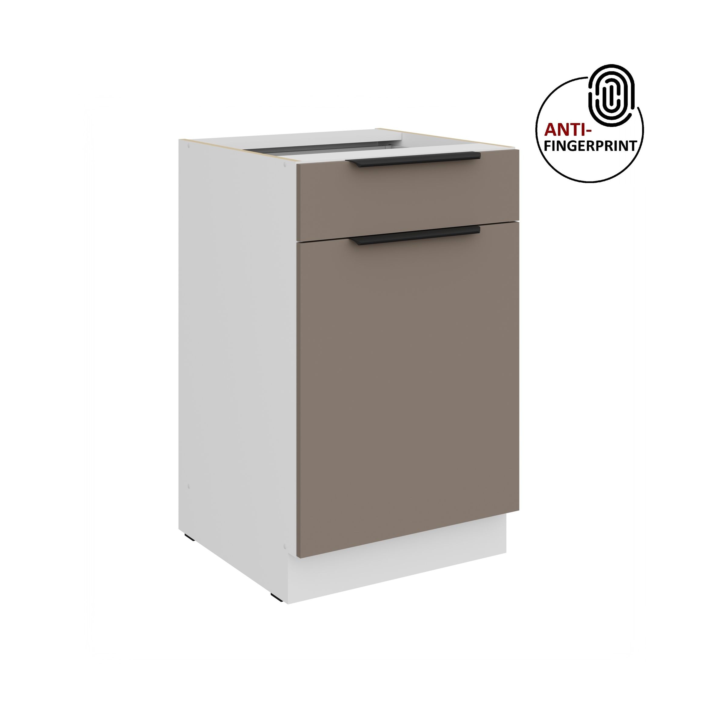 K&uuml;chen Unterschrank 50 cm K&uuml;che ARIA Sandgrau matt Anti Fingerprint K&uuml;chenzeile 