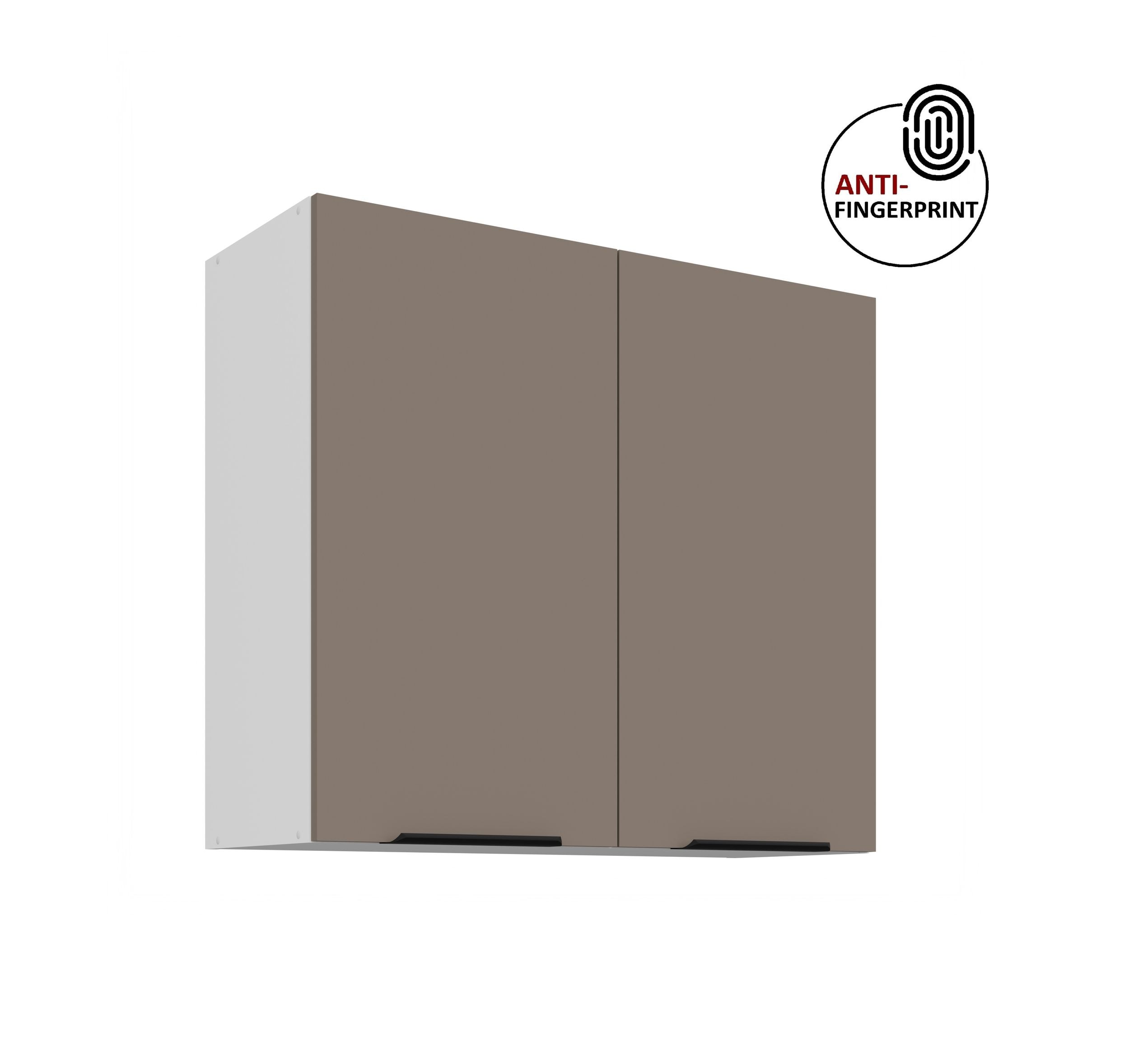 K&uuml;chen H&auml;ngeschrank 80 cm K&uuml;che ARIA Sandgrau matt K&uuml;chenzeile Anti Fingerprint 