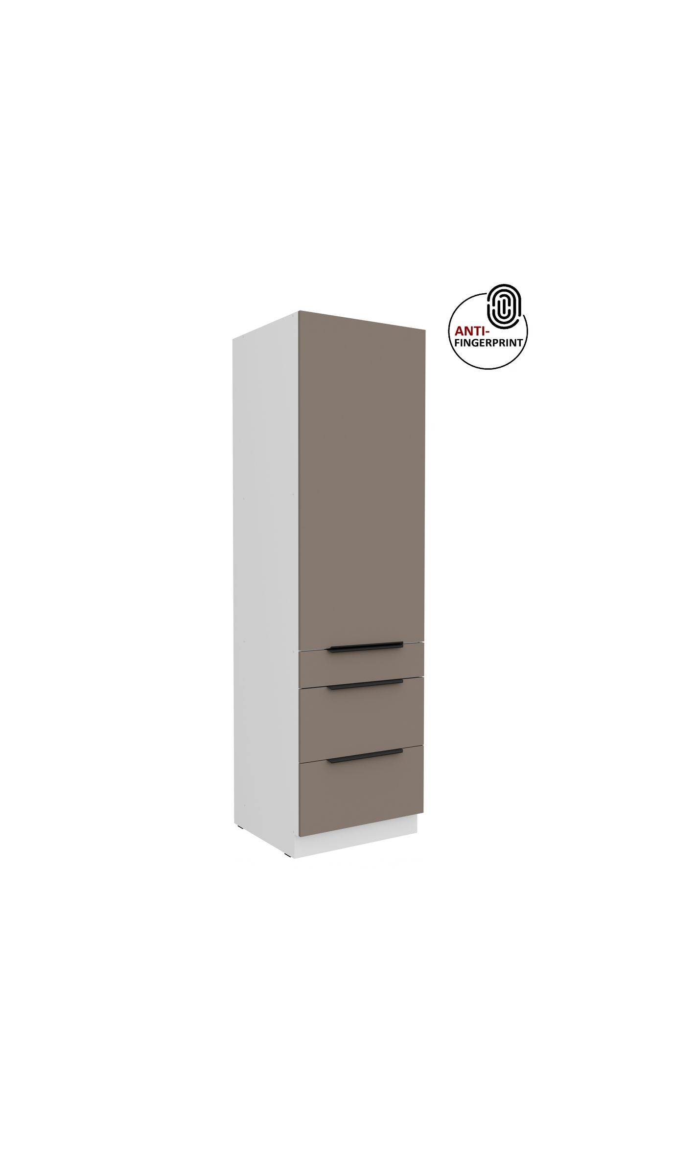 K&uuml;chen Hochschrank 60 cm K&uuml;che ARIA Sandgrau matt Anti Fingerprint K&uuml;chenzeile 