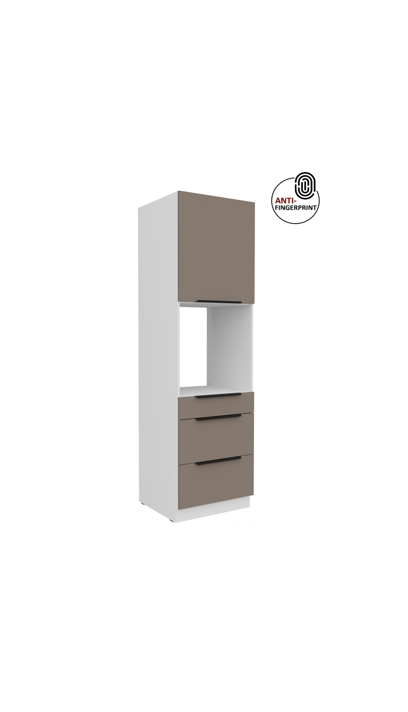 K&uuml;chen Hochschrank 60 cm K&uuml;che ARIA Sandgrau matt Anti Fingerprint K&uuml;chenzeile 