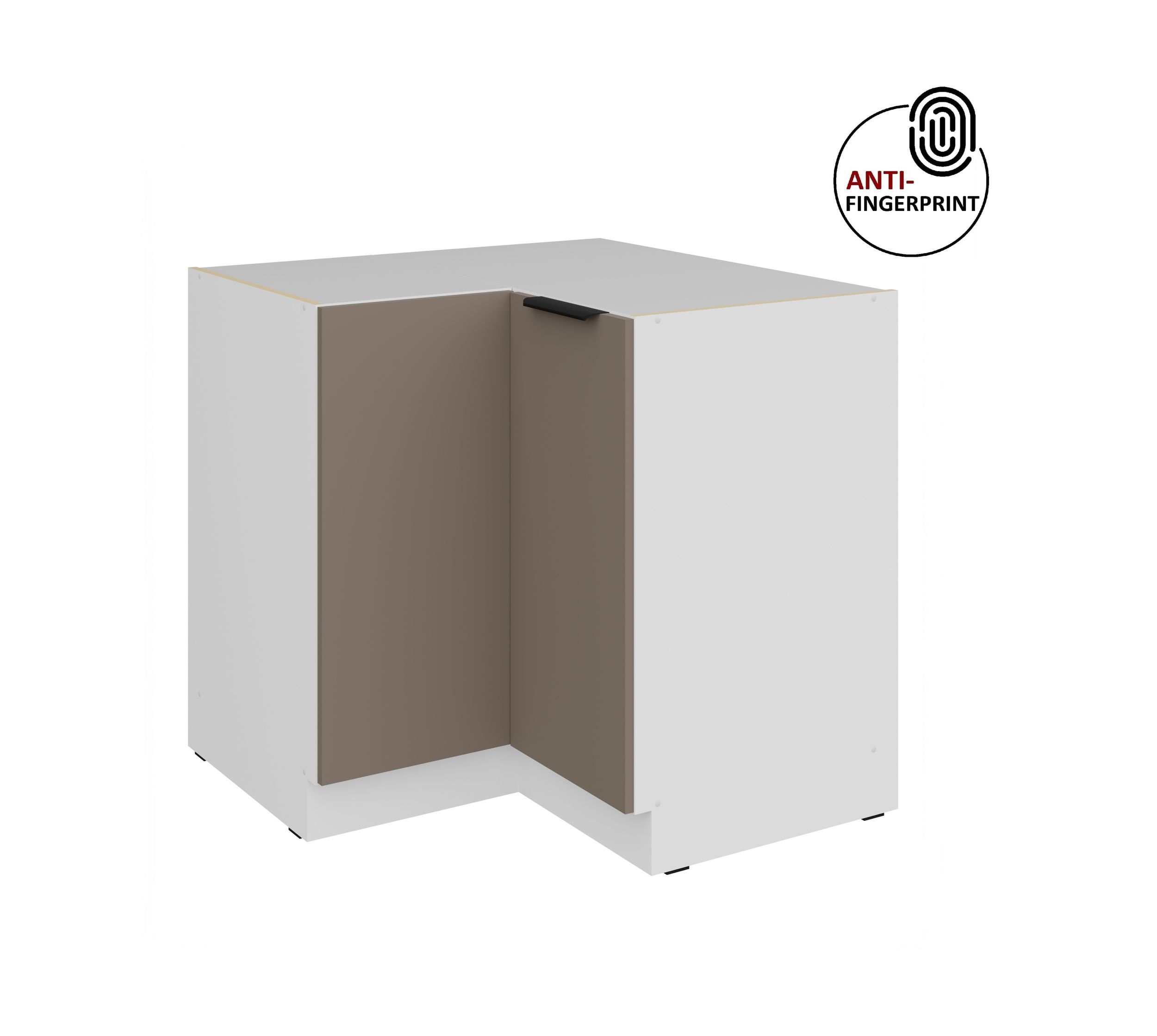 K&uuml;chen Eckschrank 90x90 cm K&uuml;che ARIA Sandgrau matt Anti Fingerprint K&uuml;chenzeile 