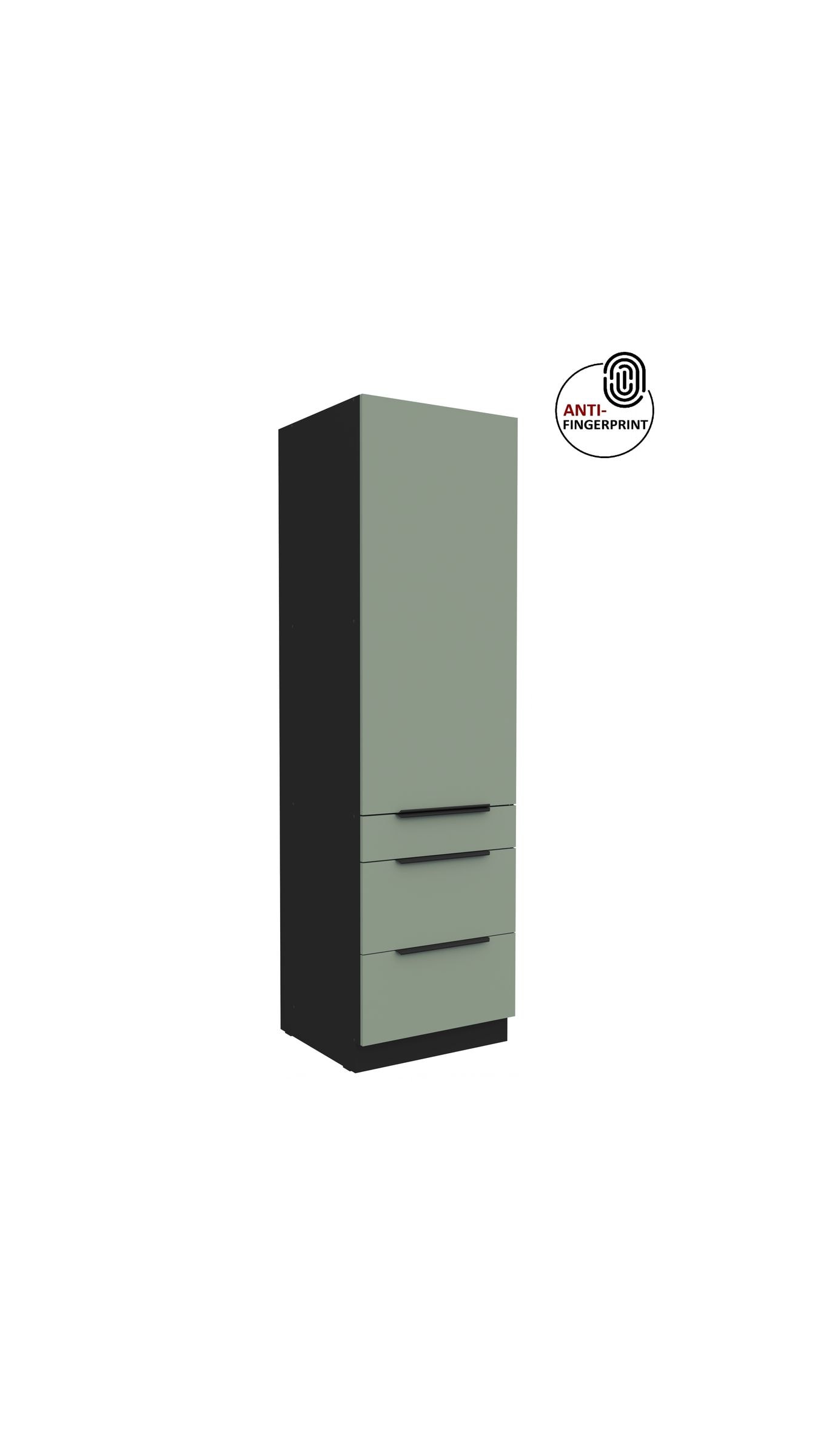 K&uuml;chen Hochschrank 60 cm K&uuml;che ARIA Aquamarin matt Anti Fingerprint K&uuml;chenzeile 