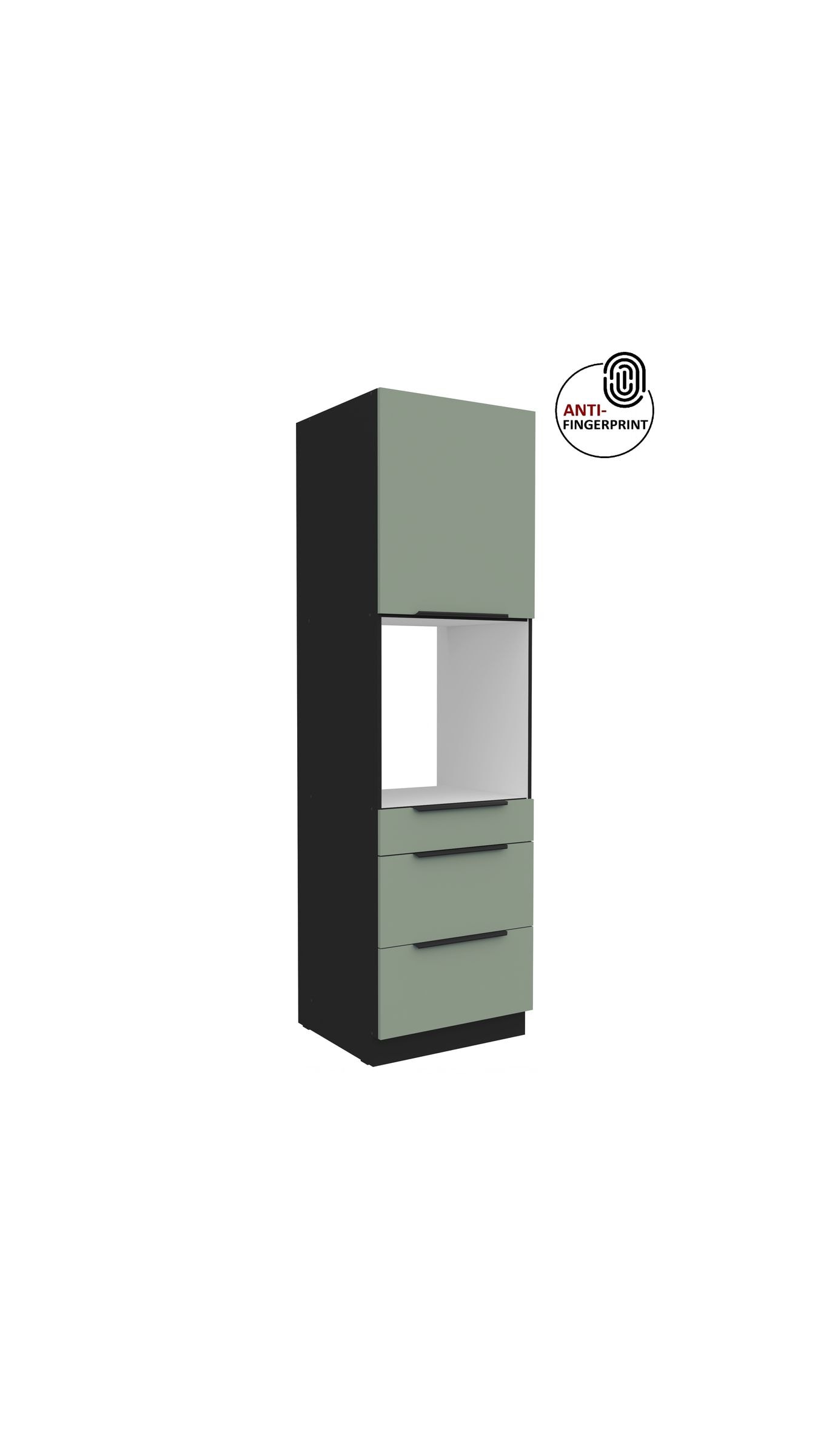K&uuml;chen Hochschrank 60 cm K&uuml;che ARIA Aquamarin matt Anti Fingerprint K&uuml;chenzeile 