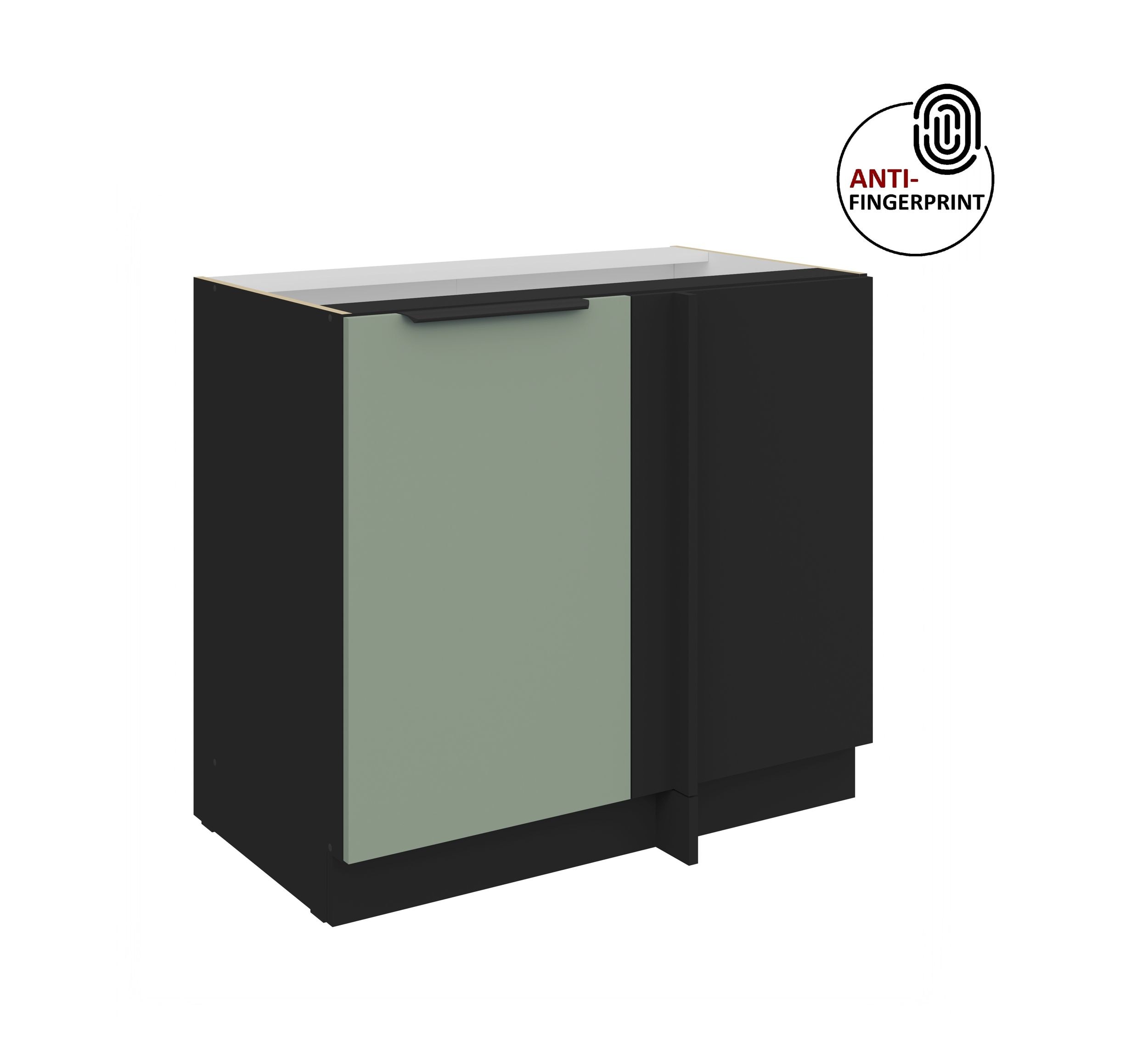K&uuml;chen Eckschrank 105cm K&uuml;che ARIA Aquamarin matt Anti Fingerprint K&uuml;chenzeile 