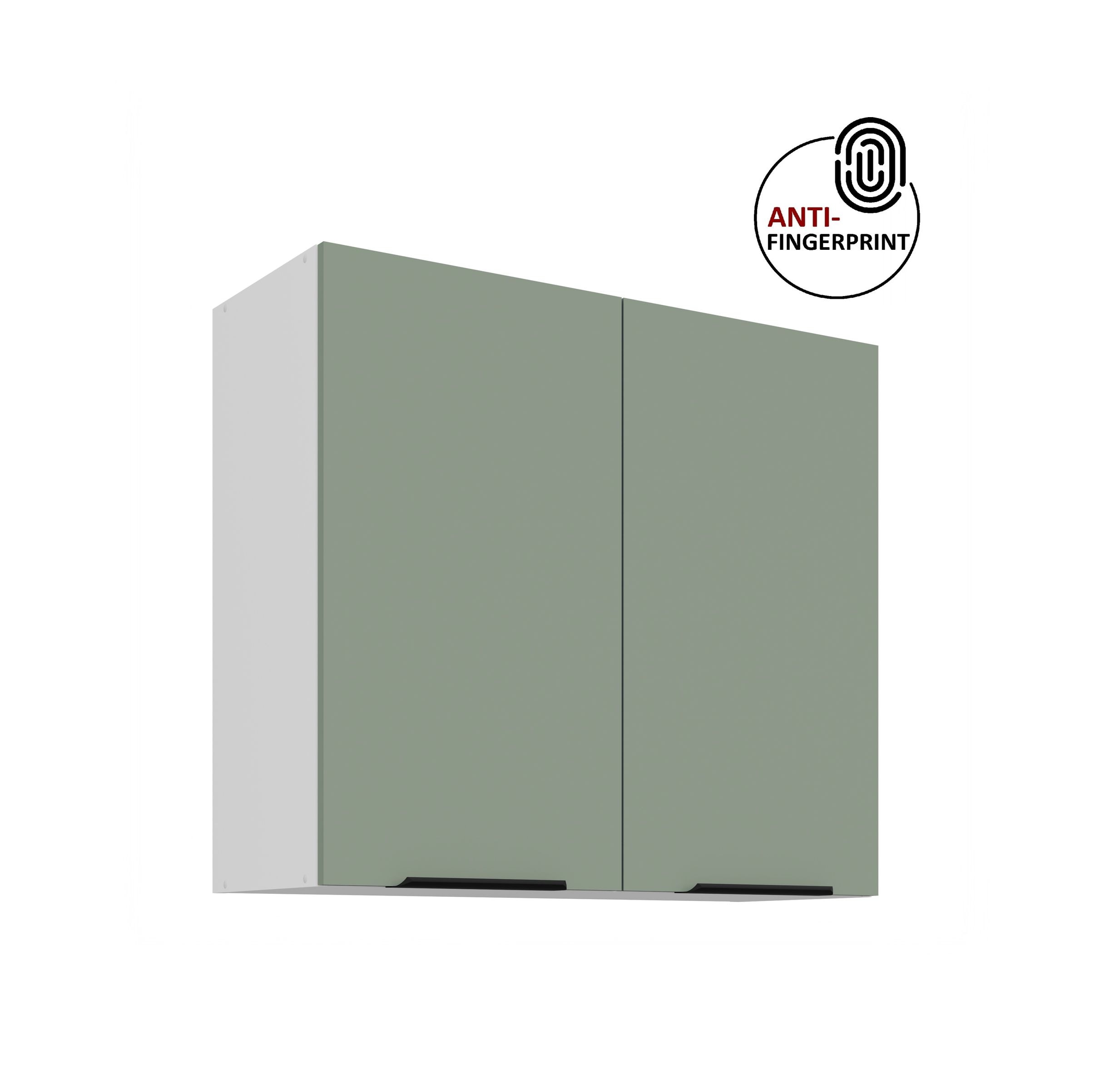 K&uuml;chen H&auml;ngeschrank 80 cm K&uuml;che ARIA Aquamarin matt K&uuml;chenzeile Anti Fingerprint 