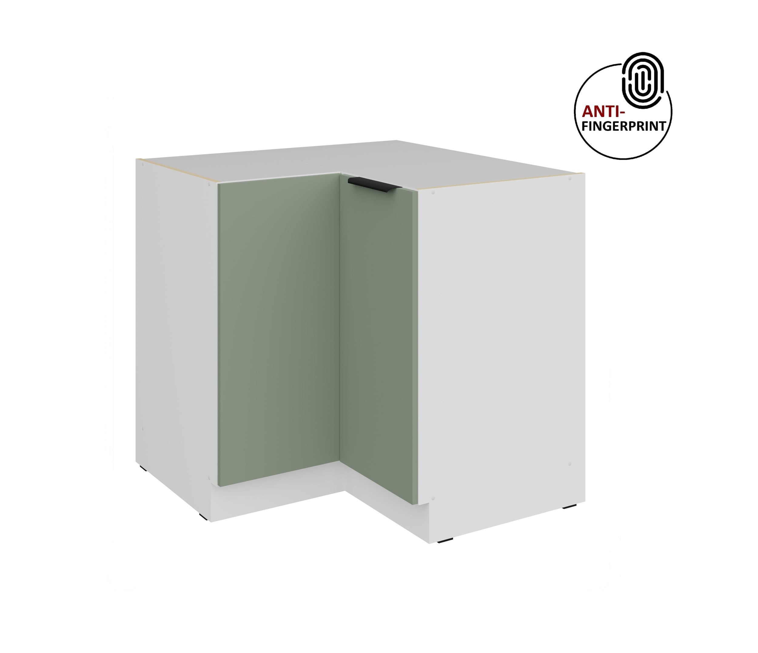 K&uuml;chen Eckschrank 90x90 cm K&uuml;che ARIA Aquamarin matt Anti Fingerprint K&uuml;chenzeile 