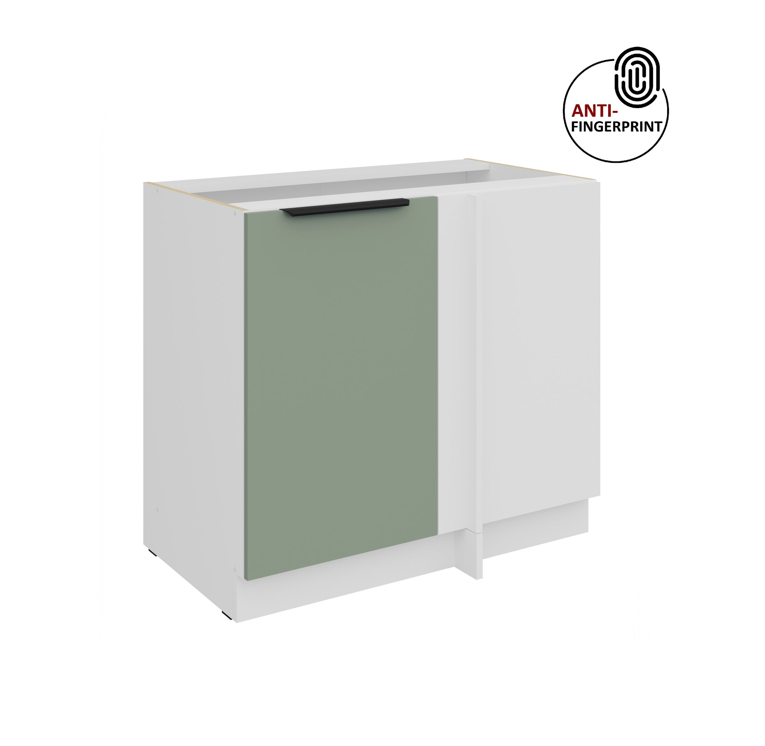 K&uuml;chen Eckschrank 105 cm K&uuml;che ARIA Aquamarin matt Anti Fingerprint K&uuml;chenzeile 