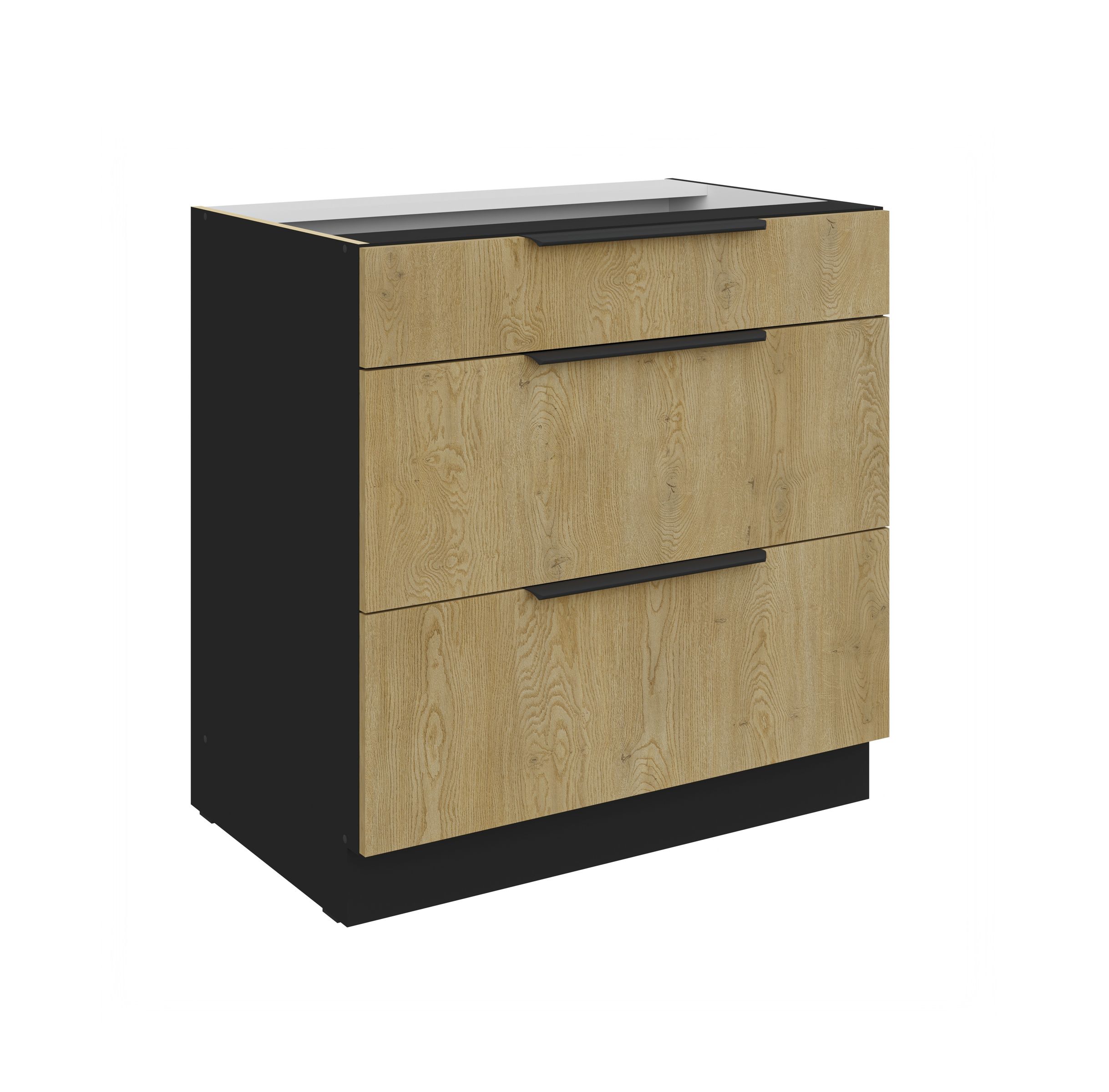 K&uuml;chen Unterschrank 80 cm CREMONA Eiche Vollauszug Soft-Close K&uuml;che K&uuml;chenzeile 