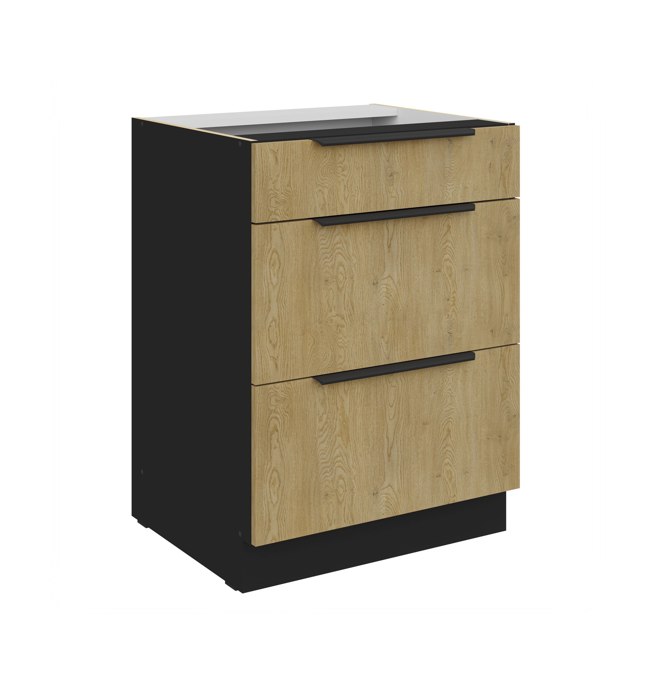 K&uuml;chen Unterschrank 60 cm CREMONA Eiche Vollauszug Soft-Close K&uuml;che K&uuml;chenzeile 