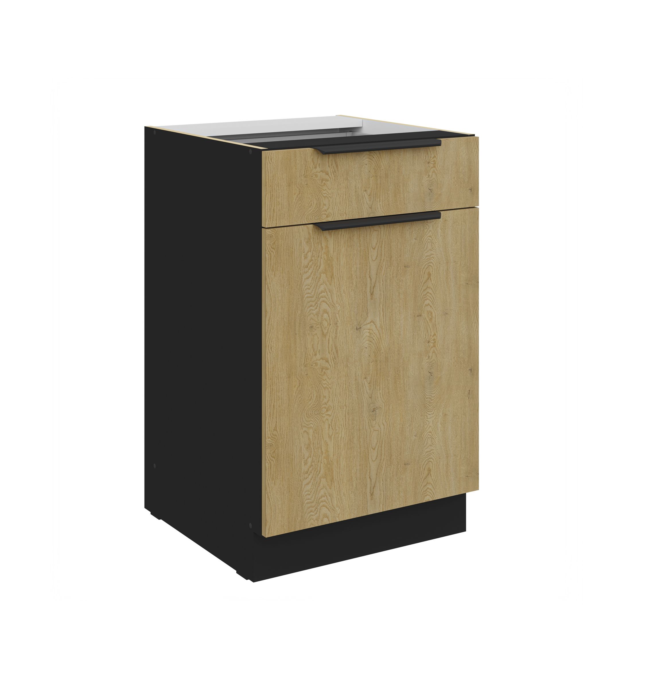 K&uuml;chen Unterschrank 50 cm CREMONA Eiche Vollauszug Soft-Close K&uuml;che K&uuml;chenzeile 