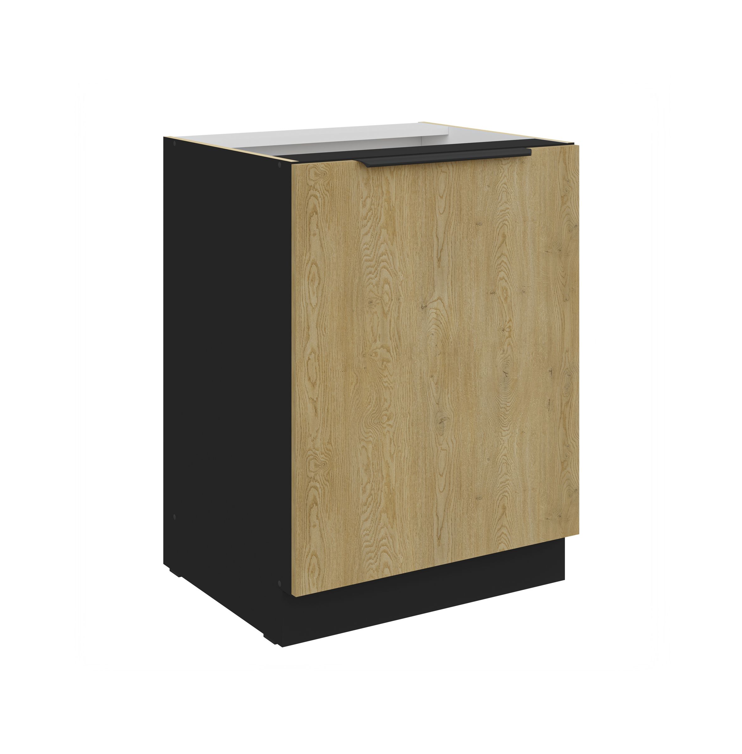 K&uuml;chen Unterschrank 60 cm CREMONA Eiche + Schwarz K&uuml;che K&uuml;chenzeile K&uuml;chenblock 