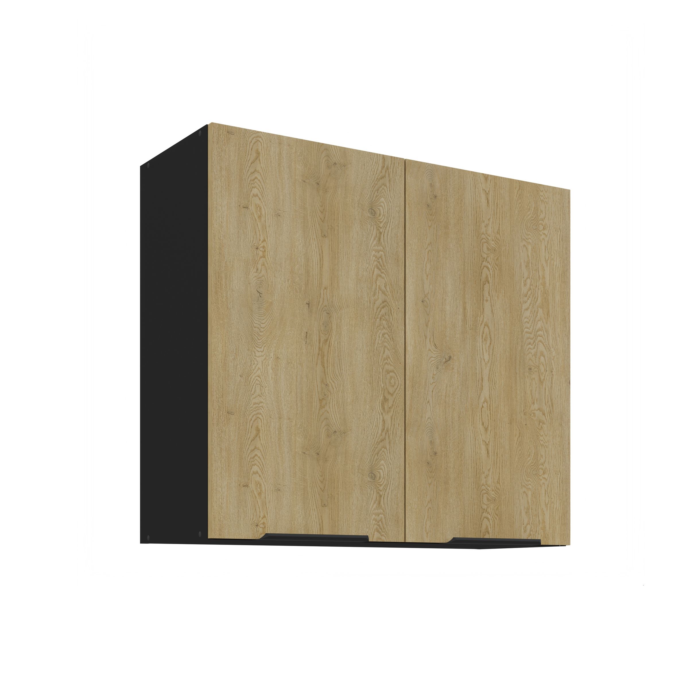 K&uuml;chen H&auml;ngeschrank 80 cm CREMONA Eiche Schwarz K&uuml;che K&uuml;chenzeile K&uuml;chenblock 