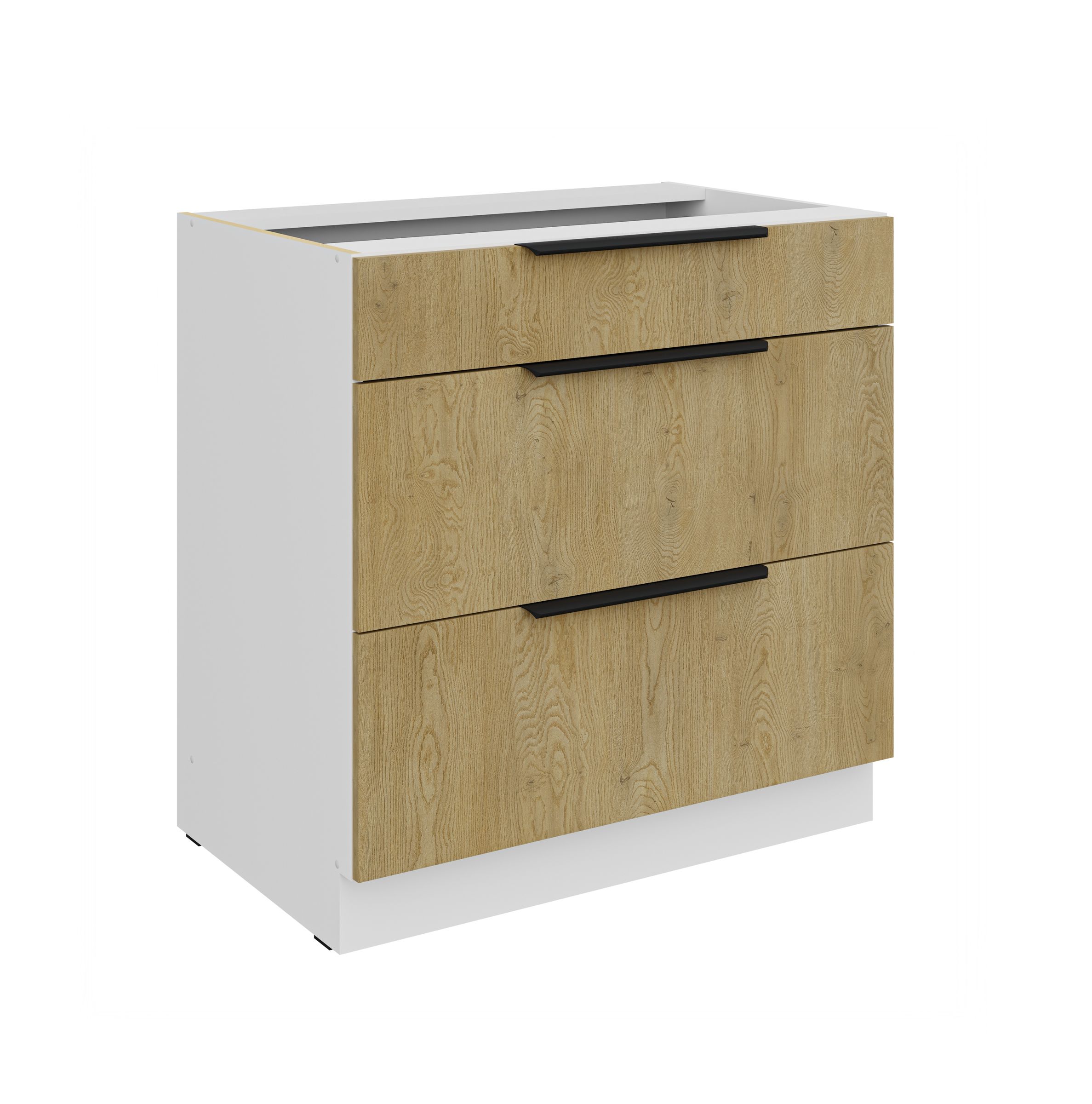 K&uuml;chen Unterschrank 80 cm CREMONA Eiche Vollauszug Soft-Close K&uuml;che K&uuml;chenzeile 