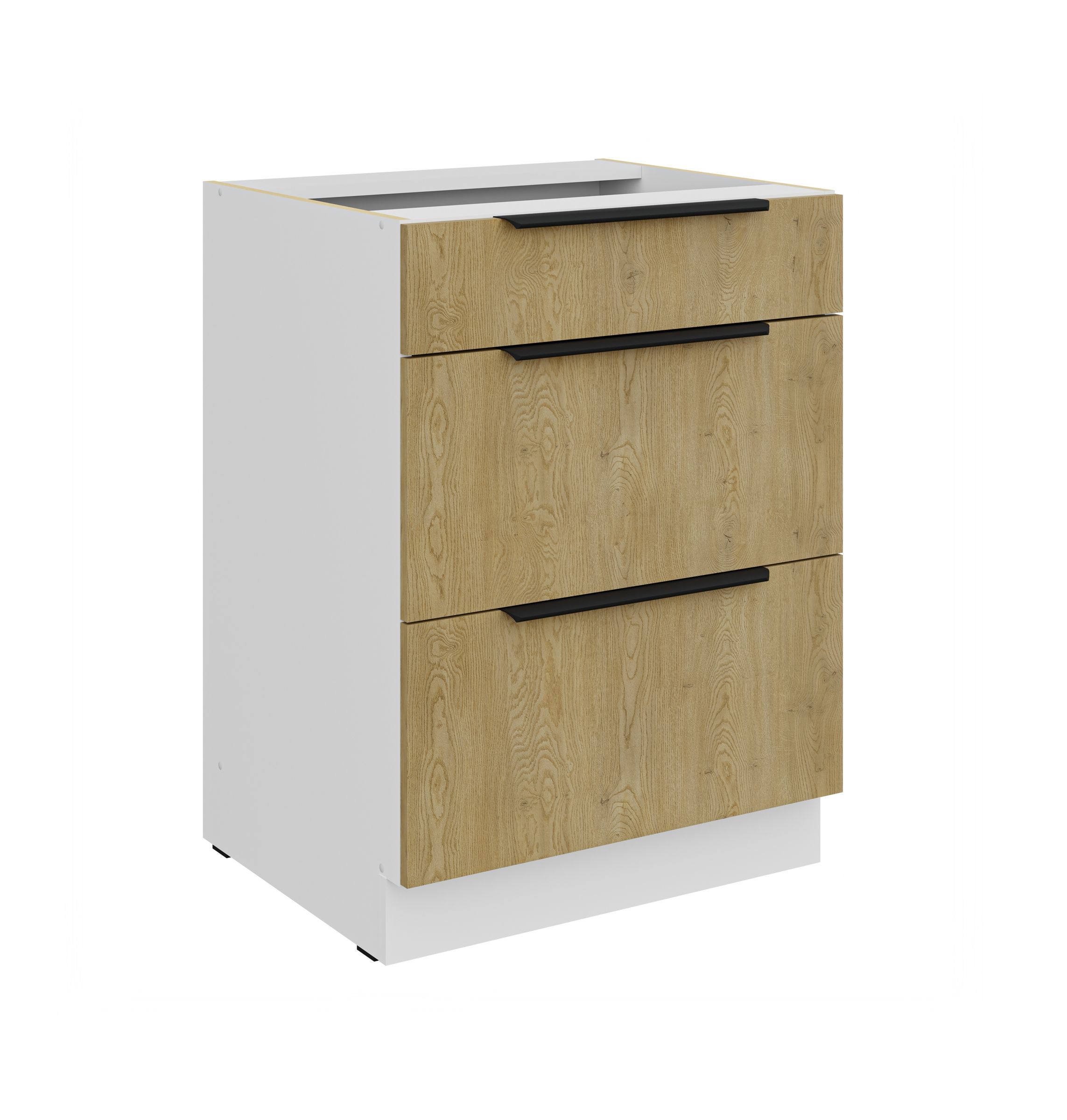 K&uuml;chen Unterschrank 60 cm CREMONA Eiche Vollauszug Soft-Close K&uuml;che K&uuml;chenzeile 