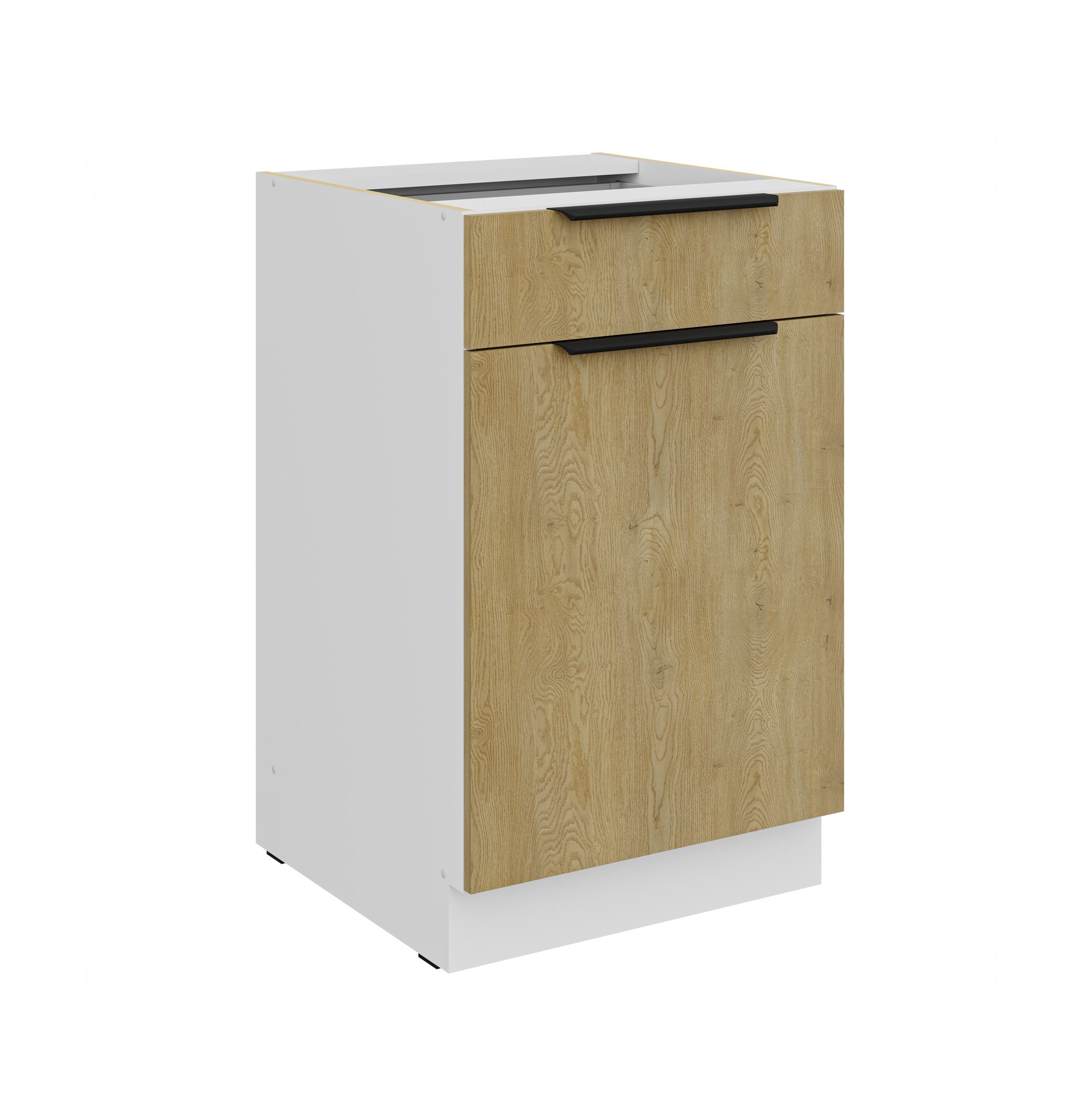 K&uuml;chen Unterschrank 50 cm CREMONA Eiche Vollauszug Soft-Close K&uuml;che K&uuml;chenzeile 