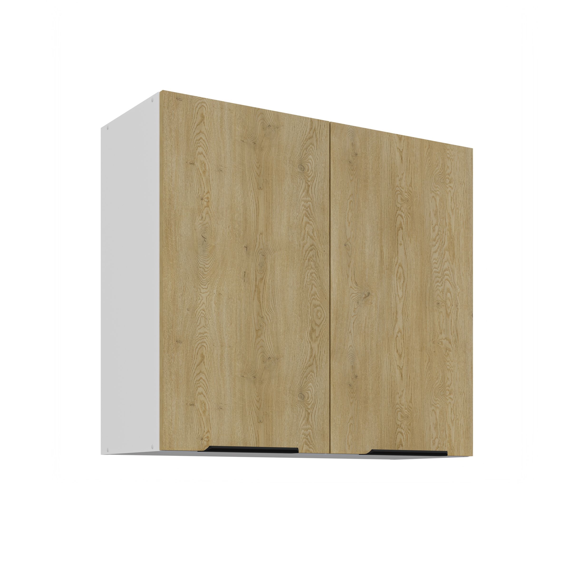 K&uuml;chen H&auml;ngeschrank 80 cm CREMONA Eiche + Wei&szlig; K&uuml;che K&uuml;chenzeile K&uuml;chenblock 
