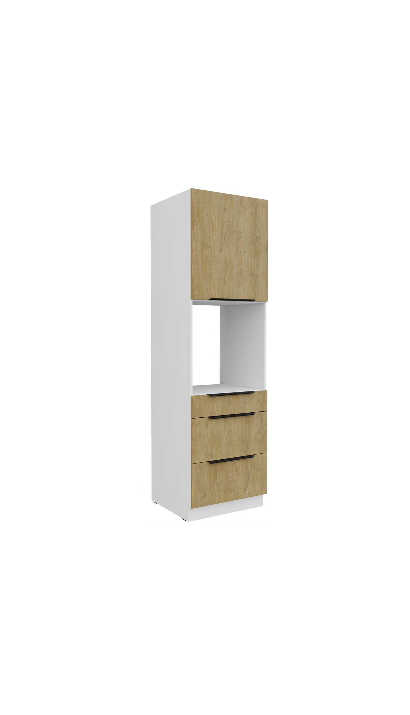 K&uuml;chen Hochschrank 60 cm CREMONA Eiche + Wei&szlig; K&uuml;chenzeile K&uuml;chenblock K&uuml;che 