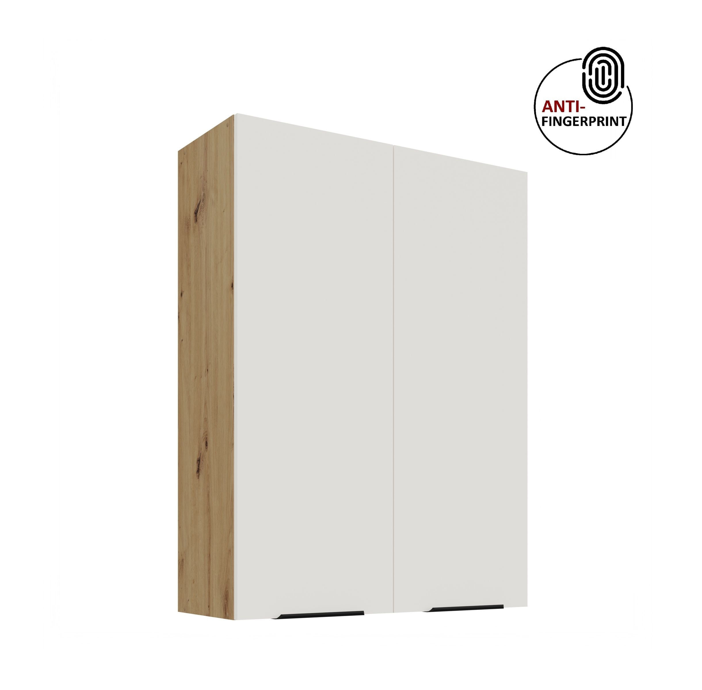 K&uuml;che ARIA H&auml;ngeschrank 80 cm H&ouml;he 90 cm Weiss K&uuml;chenzeile Anti Fingerprint 