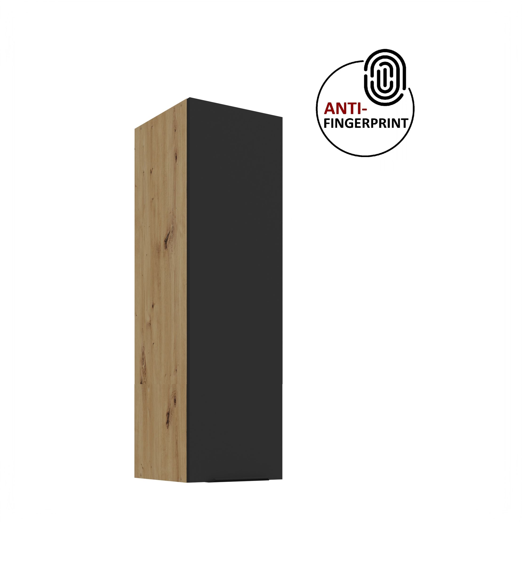 K&uuml;che ARIA H&auml;ngeschrank 30 cm H&ouml;he 90 cm Schwarz K&uuml;chenzeile Anti Fingerprint 