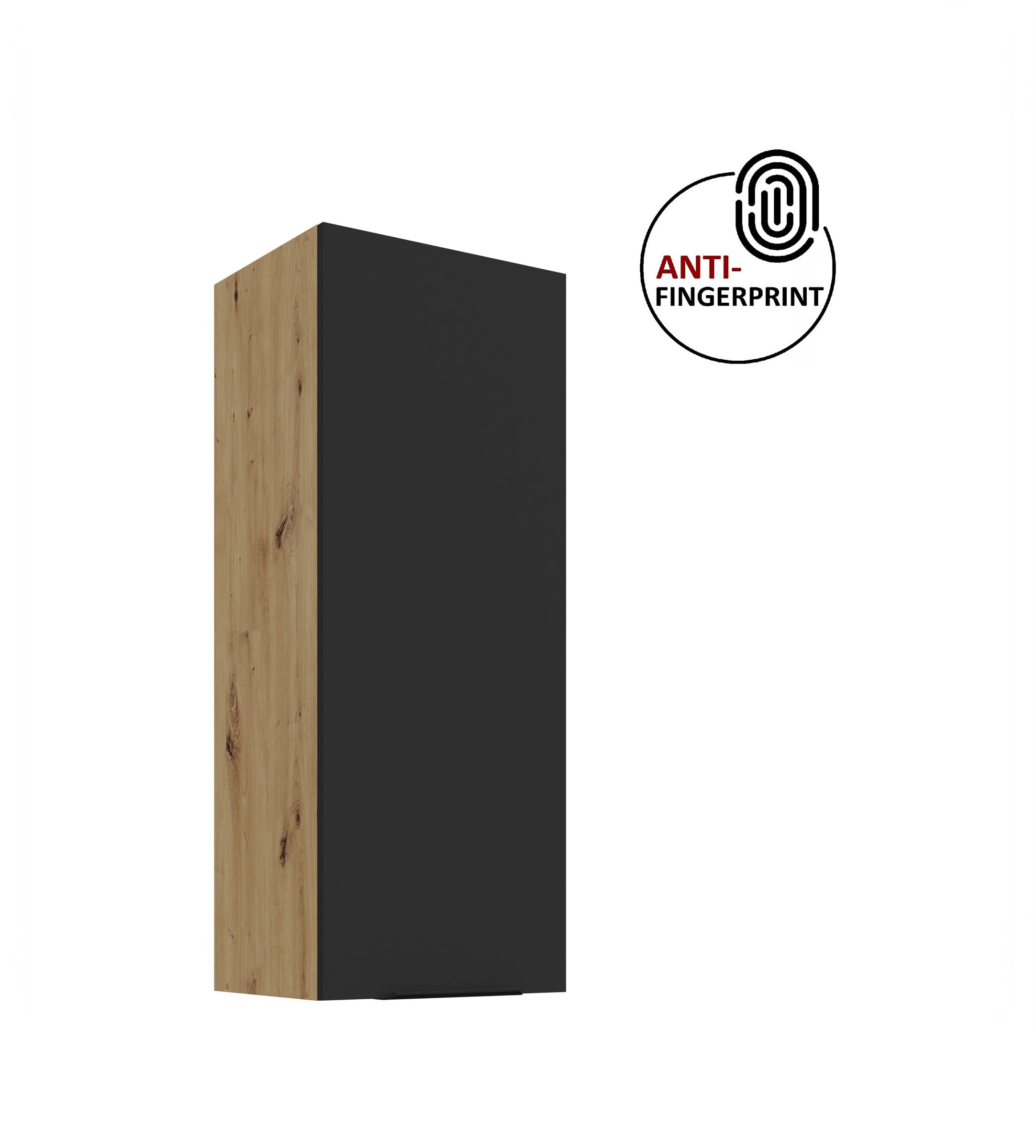 K&uuml;che ARIA H&auml;ngeschrank 40 cm H&ouml;he 90 cm Schwarz K&uuml;chenzeile Anti Fingerprint 