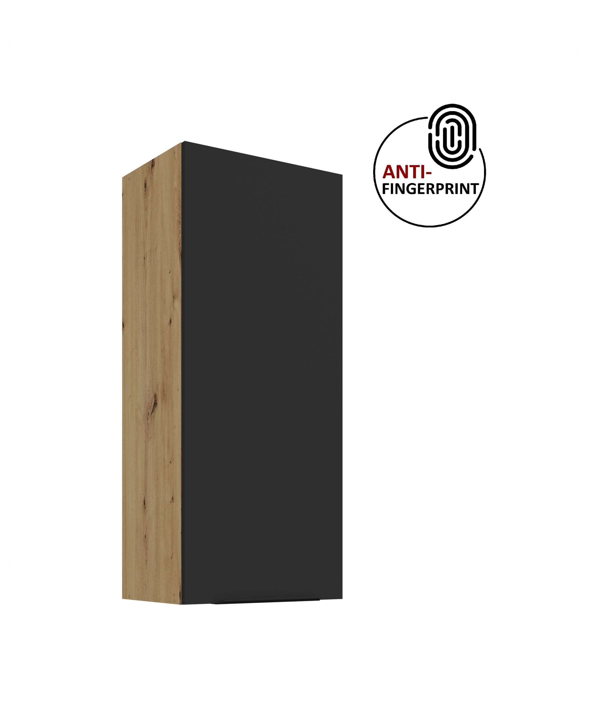 K&uuml;che ARIA H&auml;ngeschrank 45 cm H&ouml;he 90 cm Schwarz K&uuml;chenzeile Anti Fingerprint 