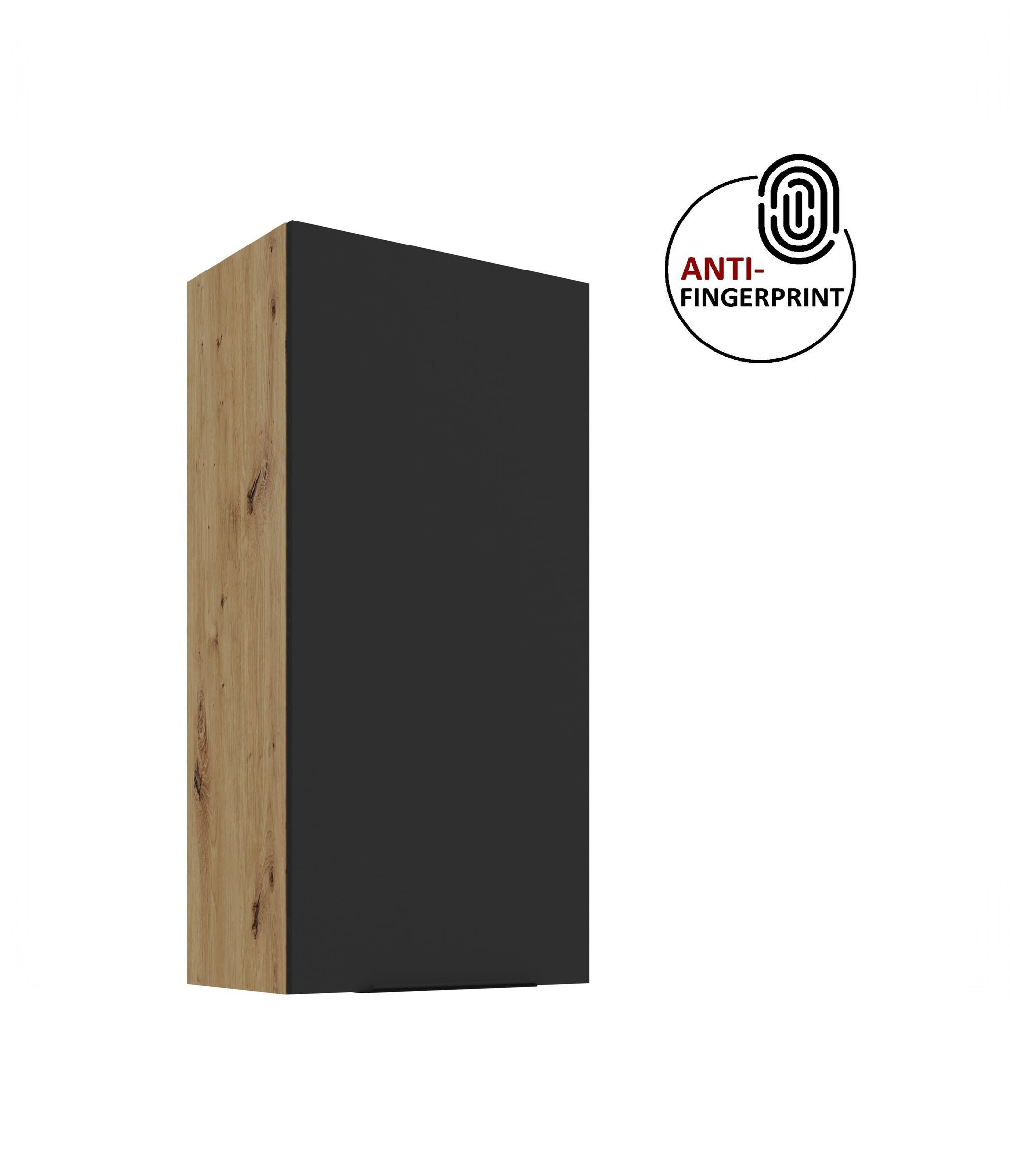 K&uuml;che ARIA H&auml;ngeschrank 50 cm H&ouml;he 90 cm Schwarz K&uuml;chenzeile Anti Fingerprint 