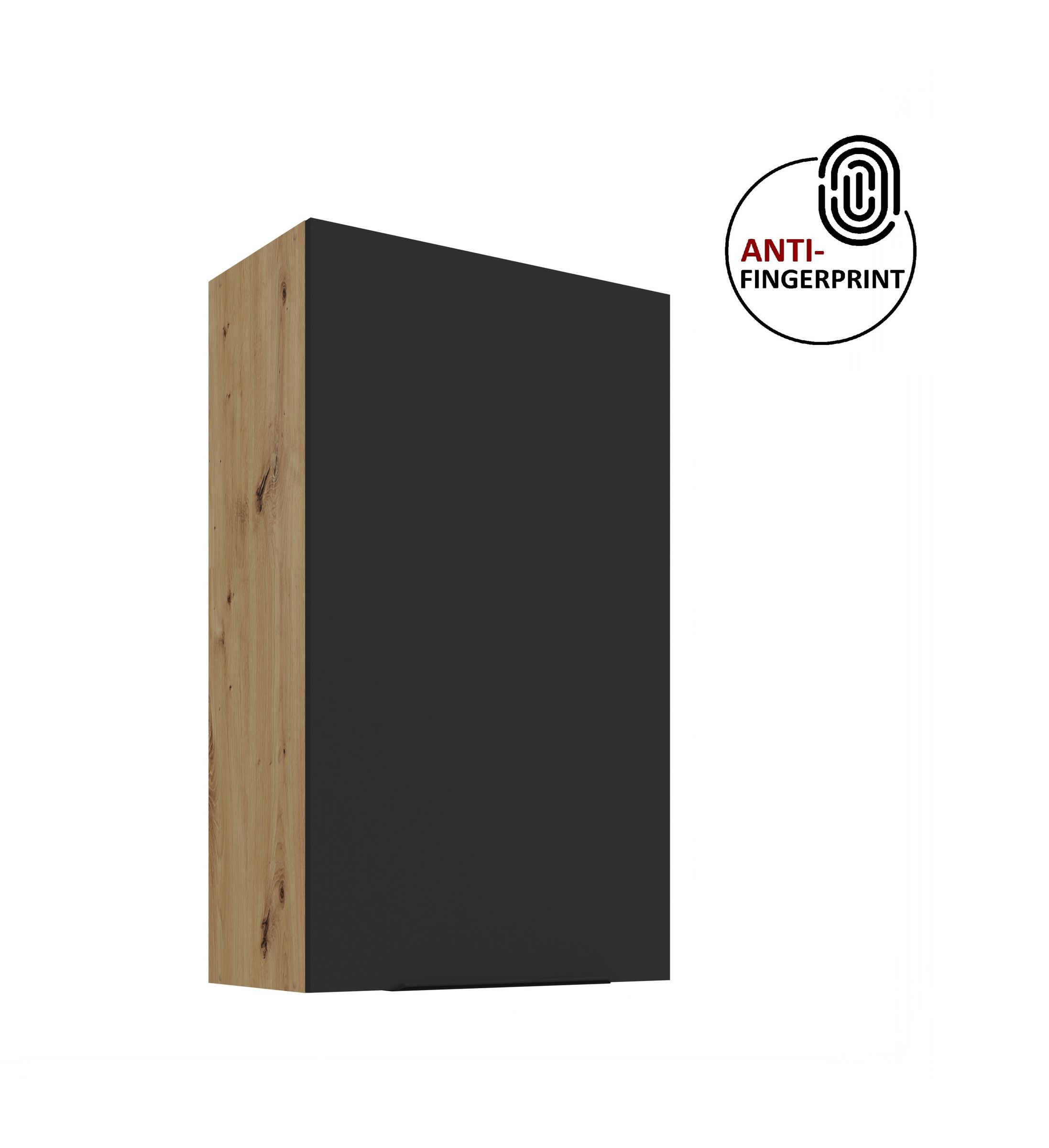 K&uuml;che ARIA H&auml;ngeschrank 60 cm H&ouml;he 90 cm Schwarz K&uuml;chenzeile Anti Fingerprint 