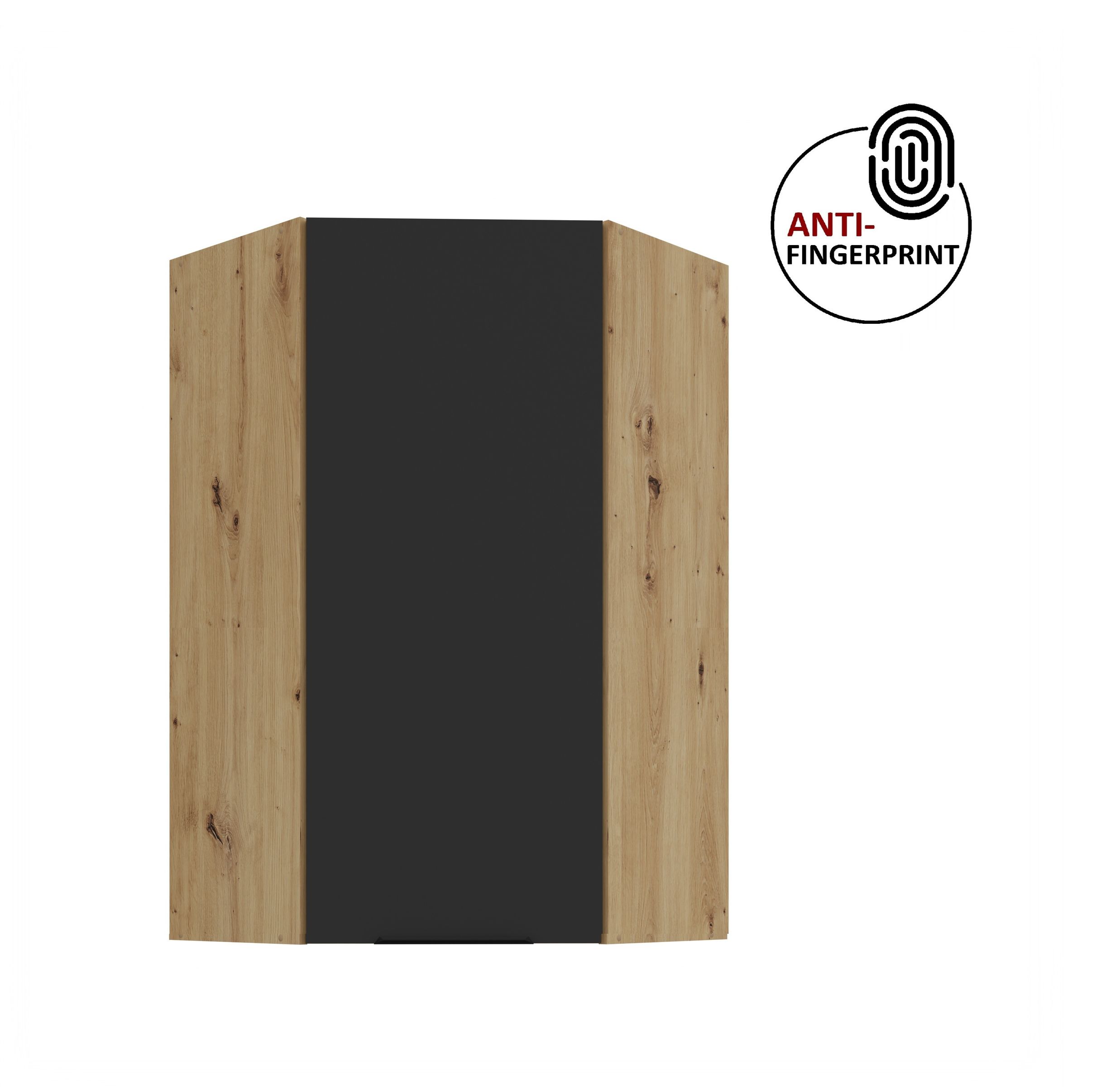 K&uuml;che ARIA Eckh&auml;ngeschrank 60 cm, H&ouml;he 90 Schwarz K&uuml;chenzeile Anti Fingerprint 