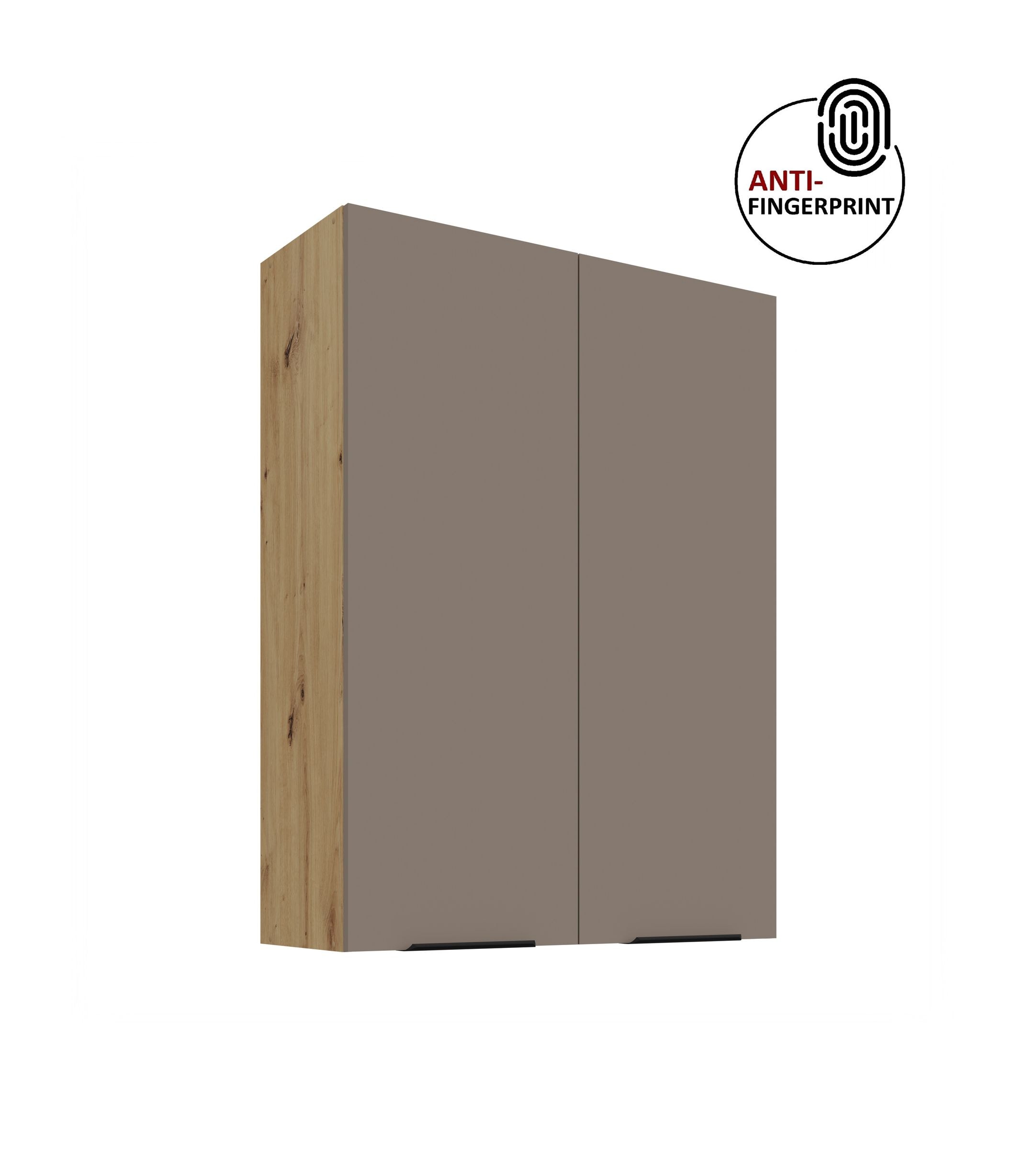 K&uuml;che ARIA H&auml;ngeschrank 80 cm H&ouml;he 90 cm Sandgrau K&uuml;chenzeile Anti Fingerprint 