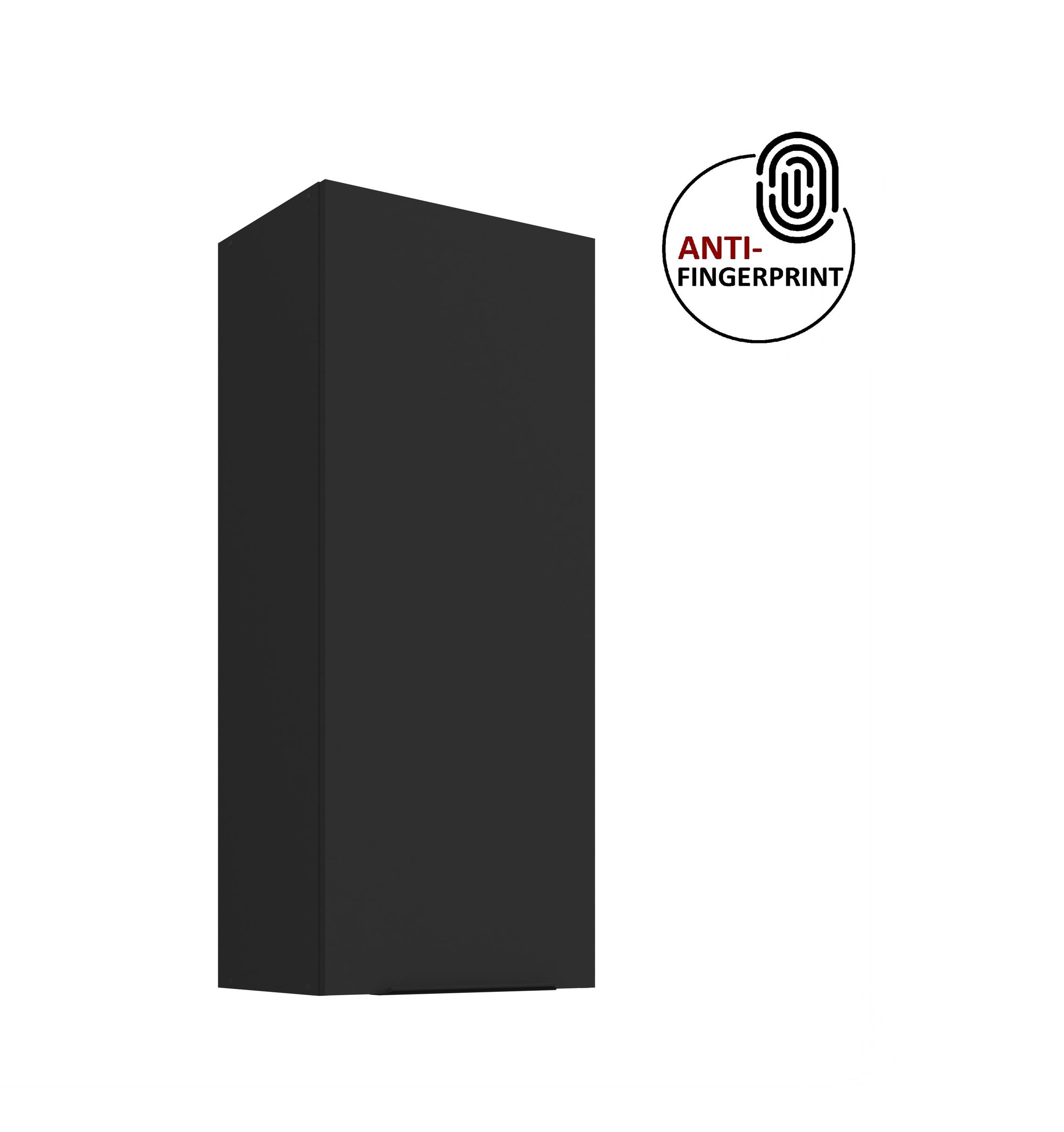 K&uuml;che ARIA H&auml;ngeschrank 45 cm H&ouml;he 90 cm Schwarz K&uuml;chenzeile Anti Fingerprint 