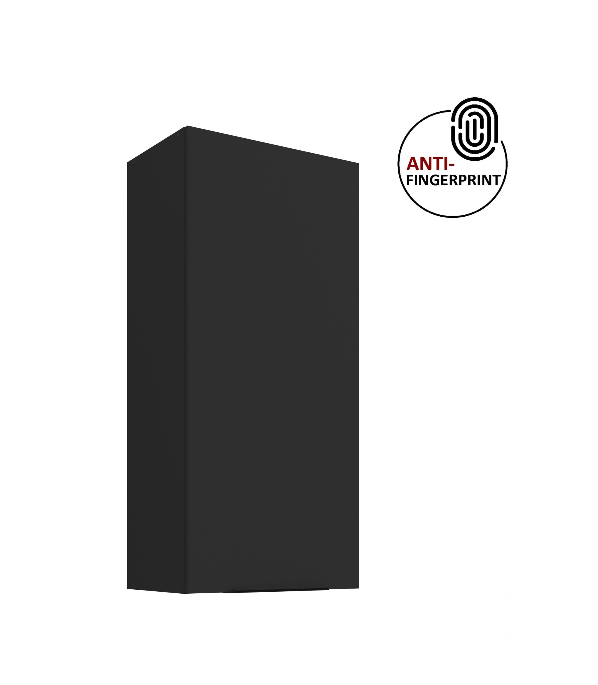 K&uuml;che ARIA H&auml;ngeschrank 50 cm H&ouml;he 90 cm Schwarz K&uuml;chenzeile Anti Fingerprint 
