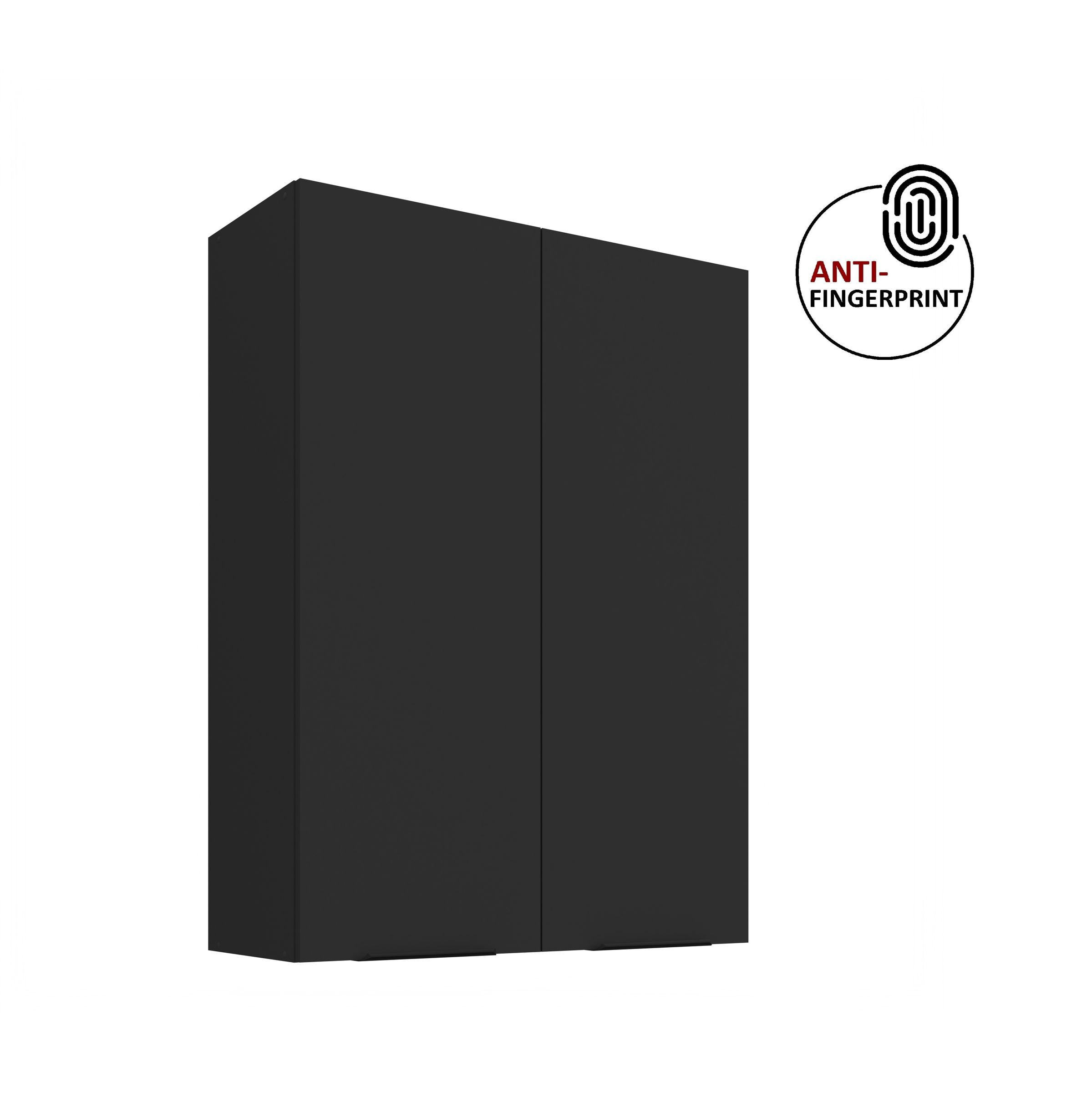 K&uuml;che ARIA H&auml;ngeschrank 80 cm H&ouml;he 90 cm Schwarz K&uuml;chenzeile Anti Fingerprint 