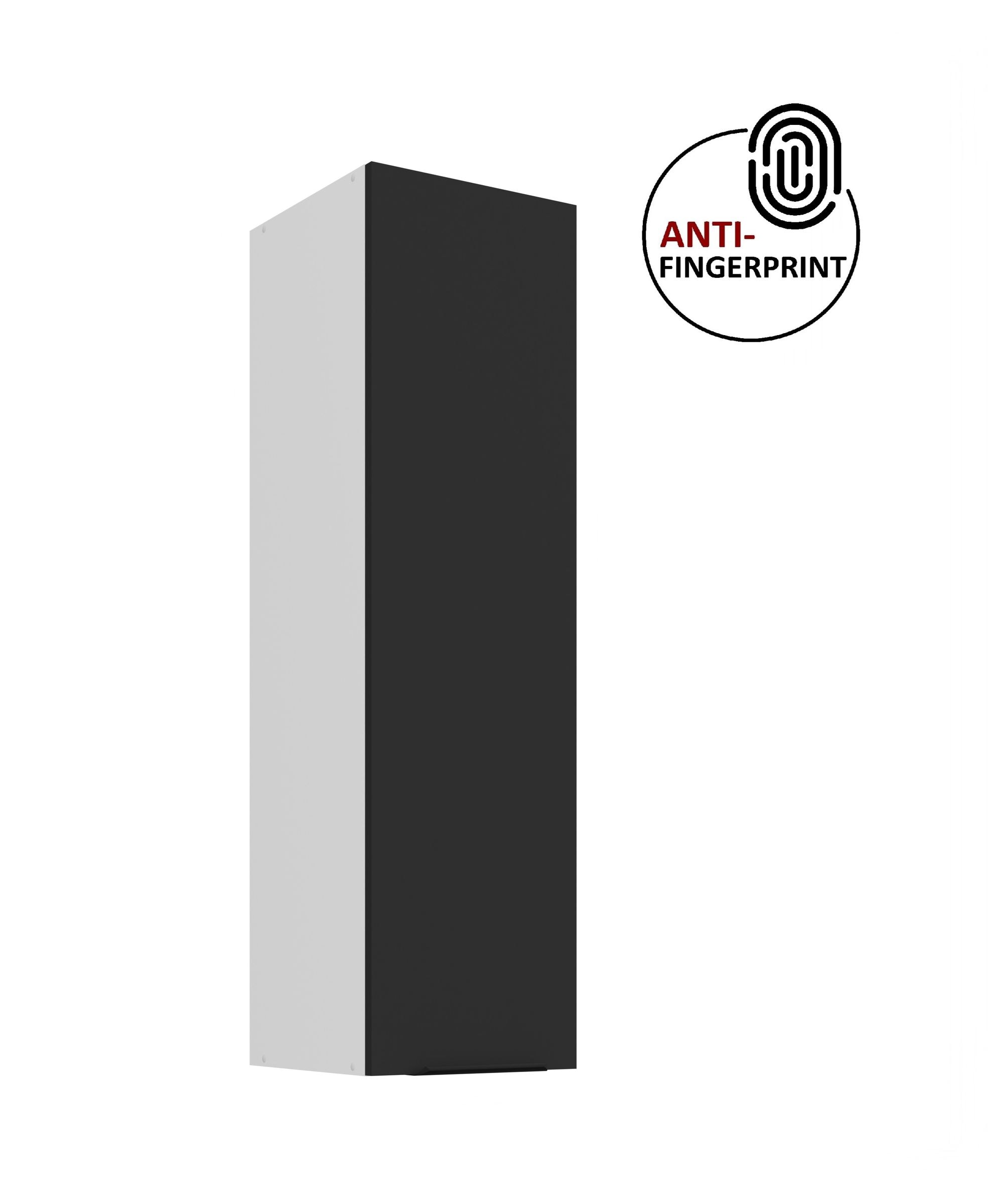 K&uuml;che ARIA H&auml;ngeschrank 30 cm H&ouml;he 90 cm Schwarz K&uuml;chenzeile Anti Fingerprint 