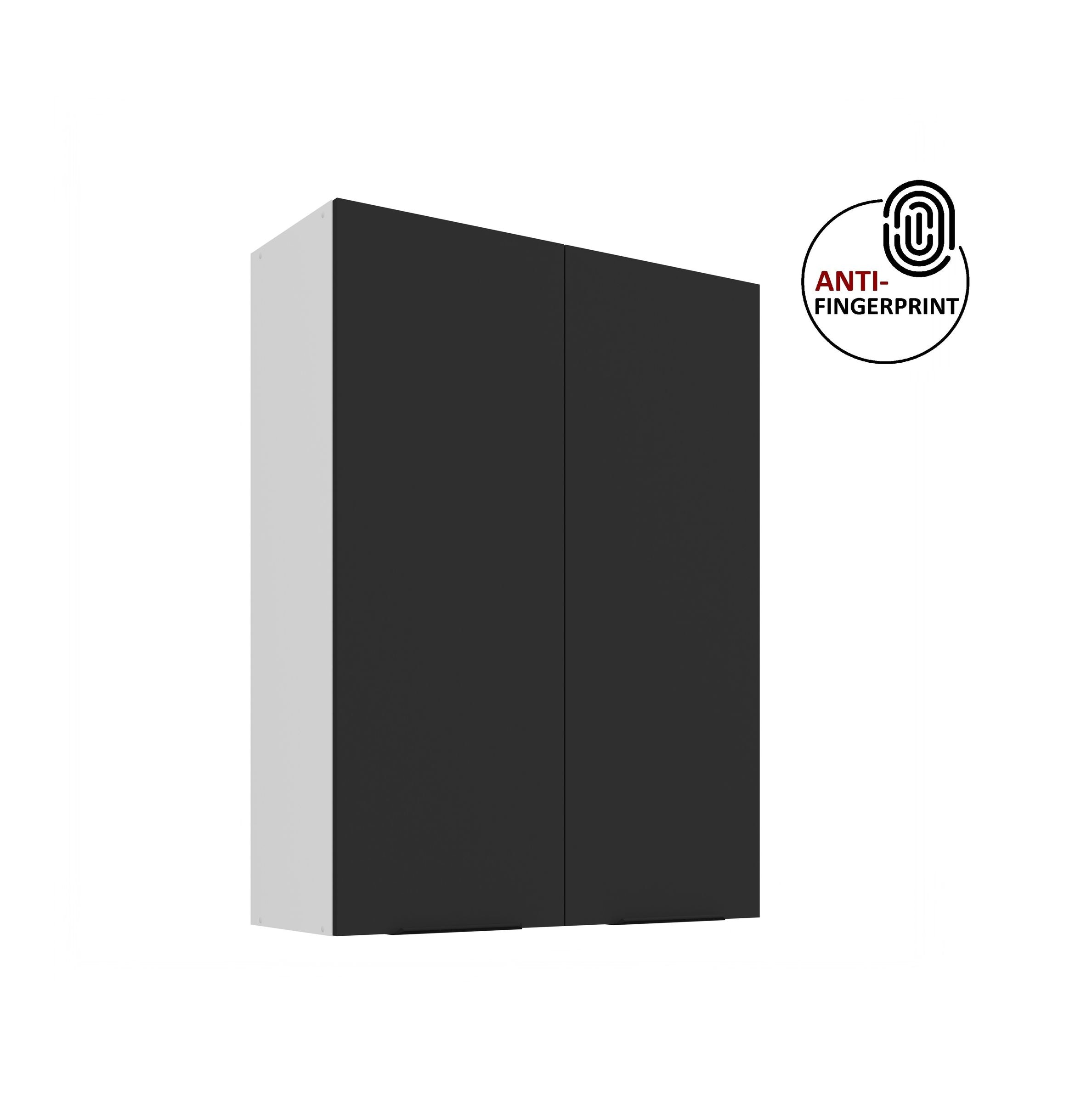 K&uuml;che ARIA H&auml;ngeschrank 80 cm H&ouml;he 90 cm Schwarz K&uuml;chenzeile Anti Fingerprint 