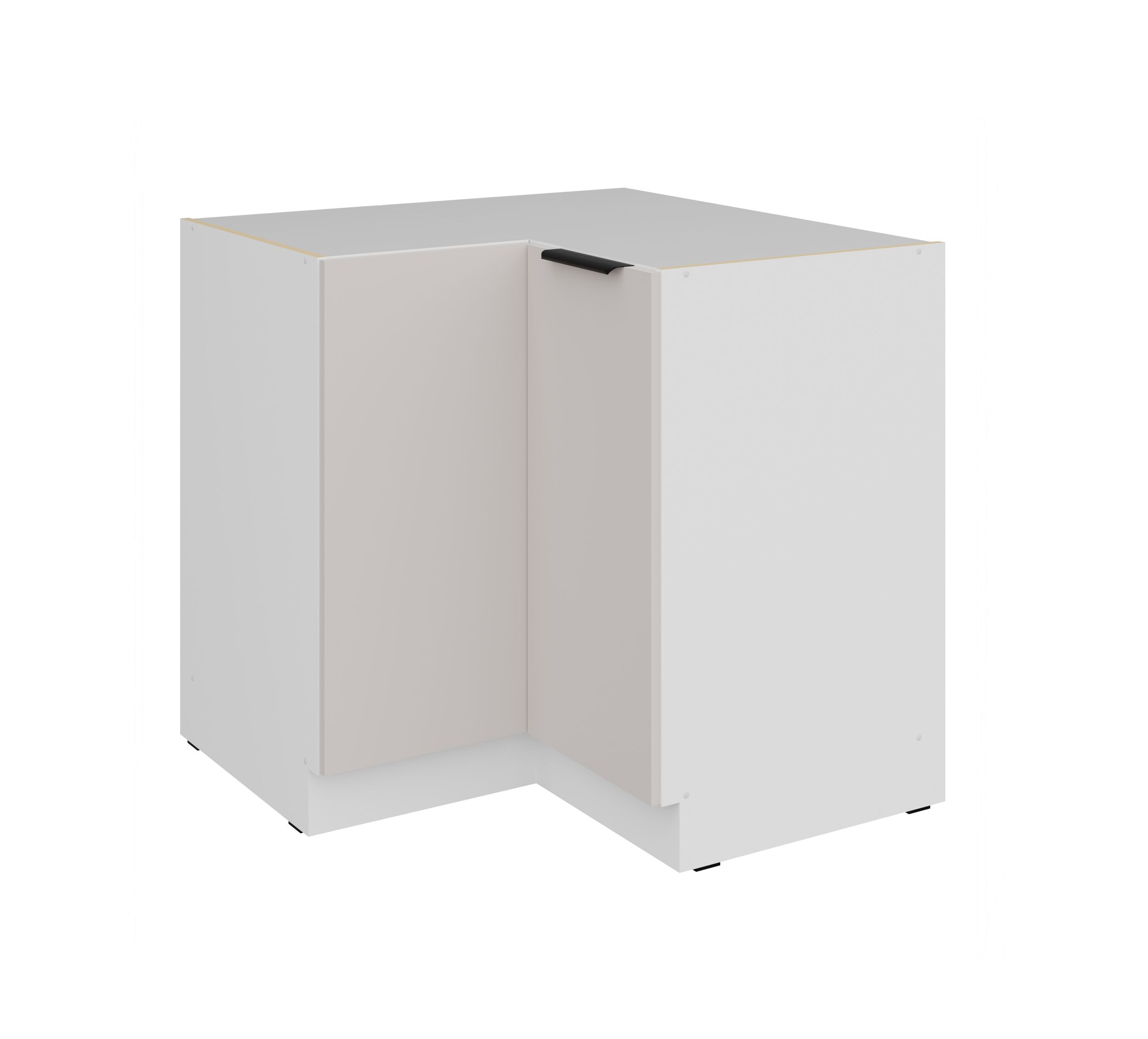 K&uuml;chen Eckunterschrank 90x90 cm COMO Kaschmir beige + Wei&szlig; K&uuml;che K&uuml;chenzeile 