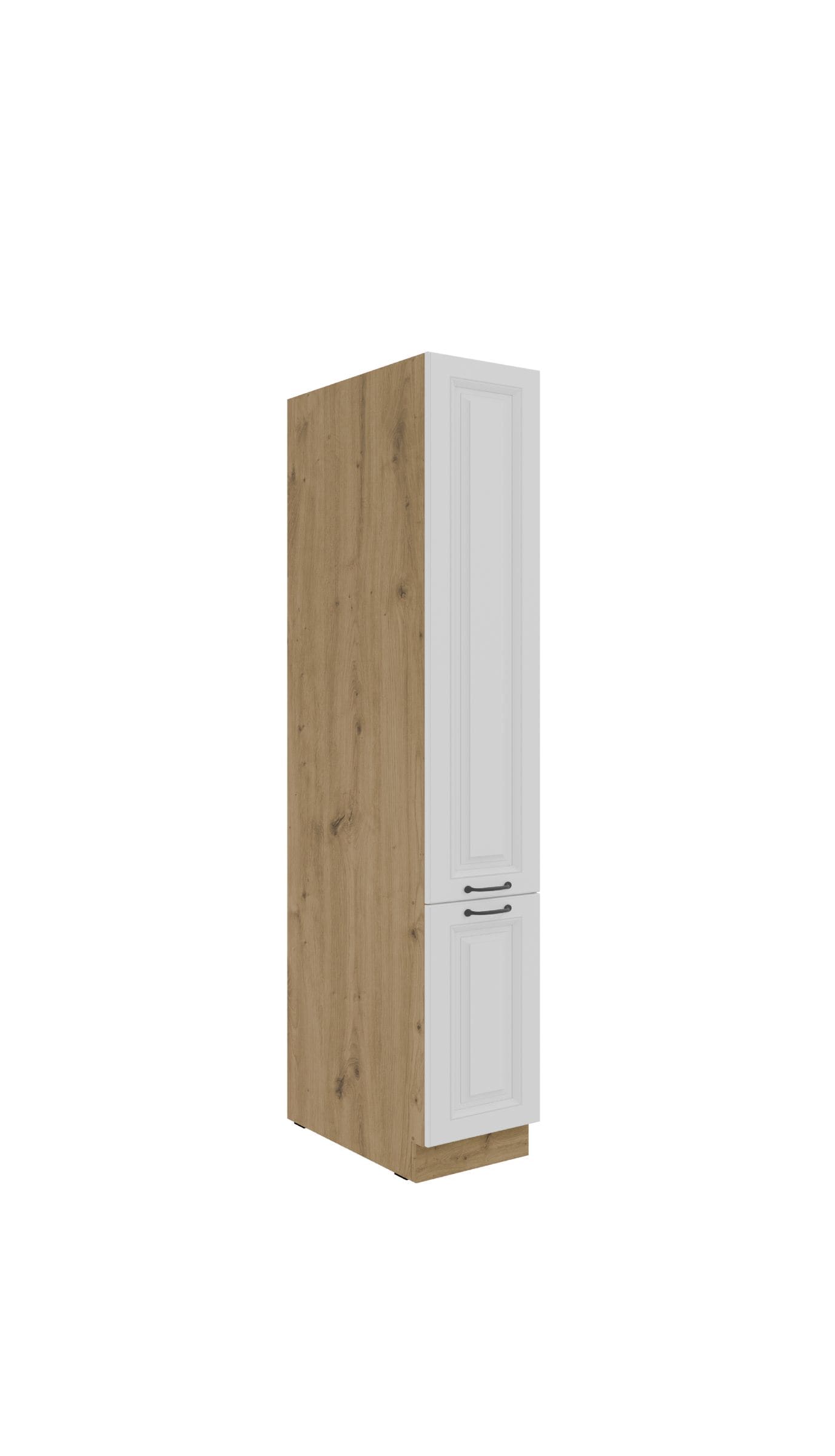 K&uuml;chen Apothekerschrank 30 cm Stilo Wei&szlig; + Eiche Artisan K&uuml;chenzeile K&uuml;chenblock 