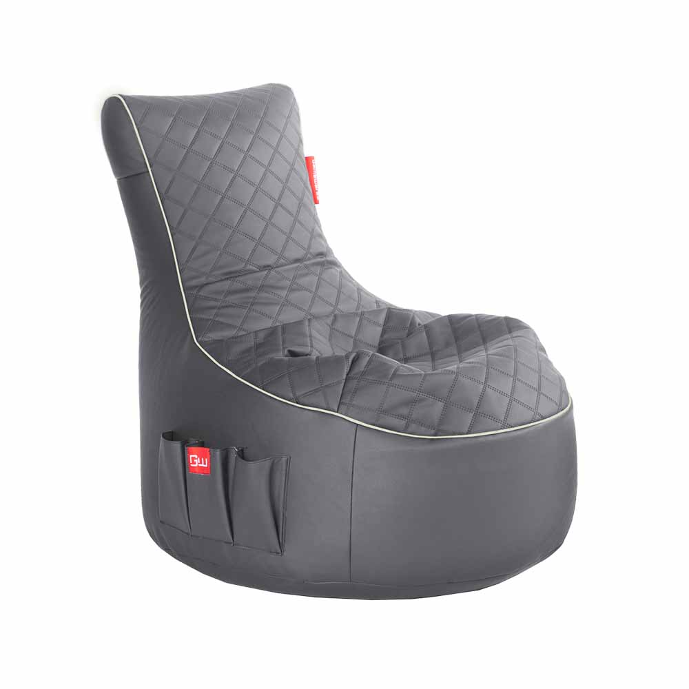 Gamewarez Gaming Sitzsack Classic - Kunstleder Granite Hurricane (Grau/Wei&szlig;) 